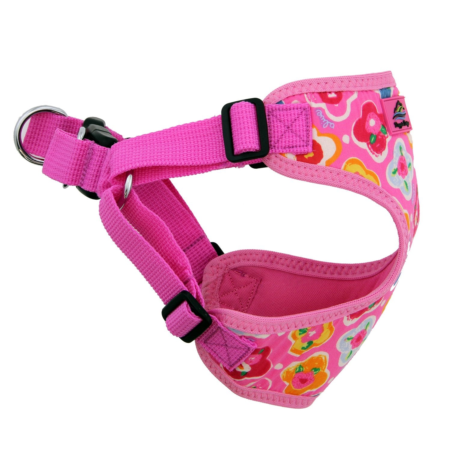 DOGGIE DESIGN Soft Lightweight Wrap and Snap Choke Free Dog Harness - Maui Pink (S)
