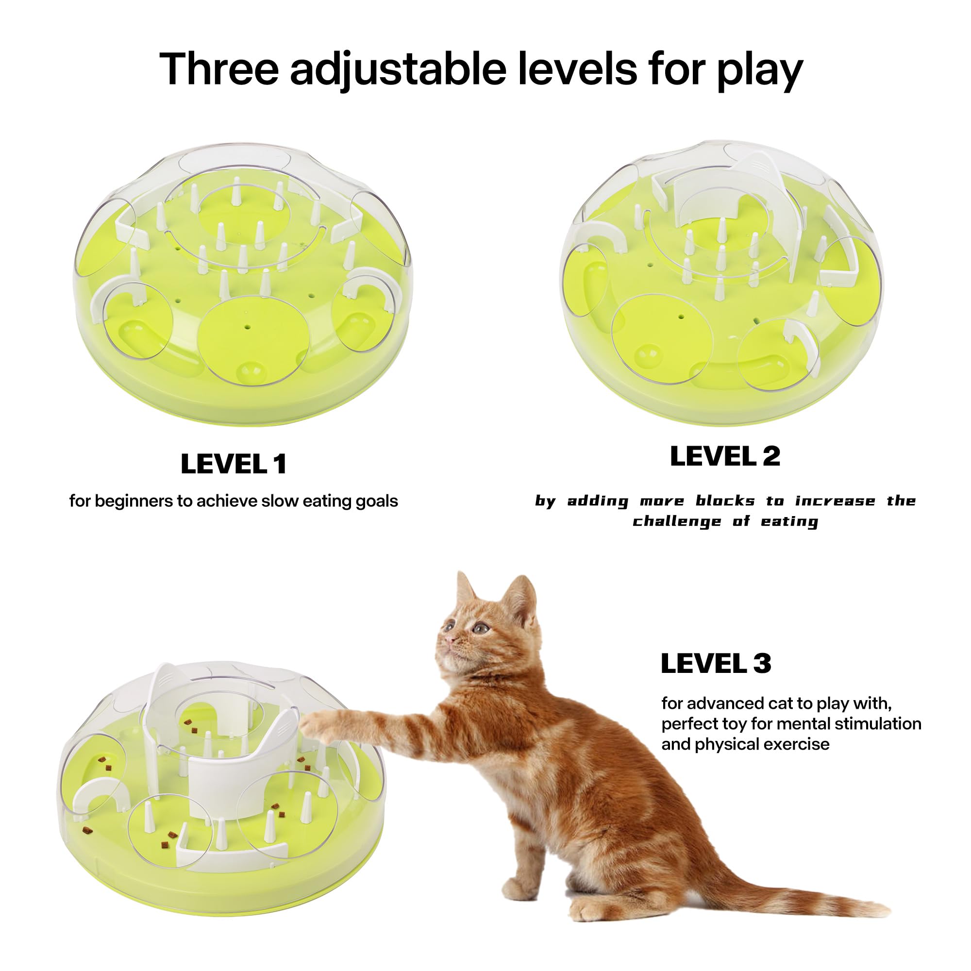 Pet Prime Cat Puzzle Feeder Interactive Enrichment Toys for Indoor Cats Slow Feeder Food Treat Puzzle Cat Stimulation Toys Green