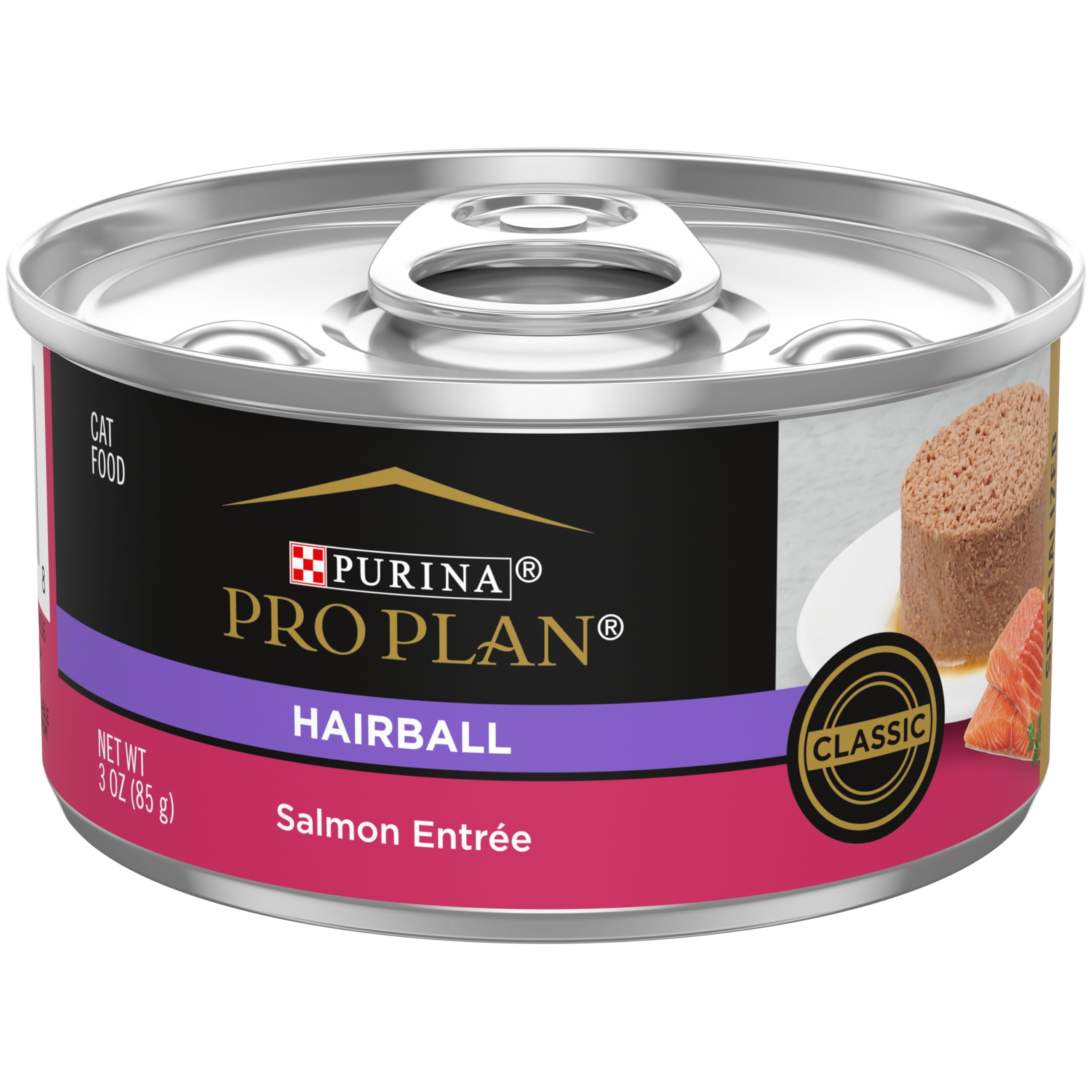 Purina Pro Plan Hairball Control Cat Food Wet Pate, Hairball Control Salmon Entree - (Pack of 24) 3 oz. Cans