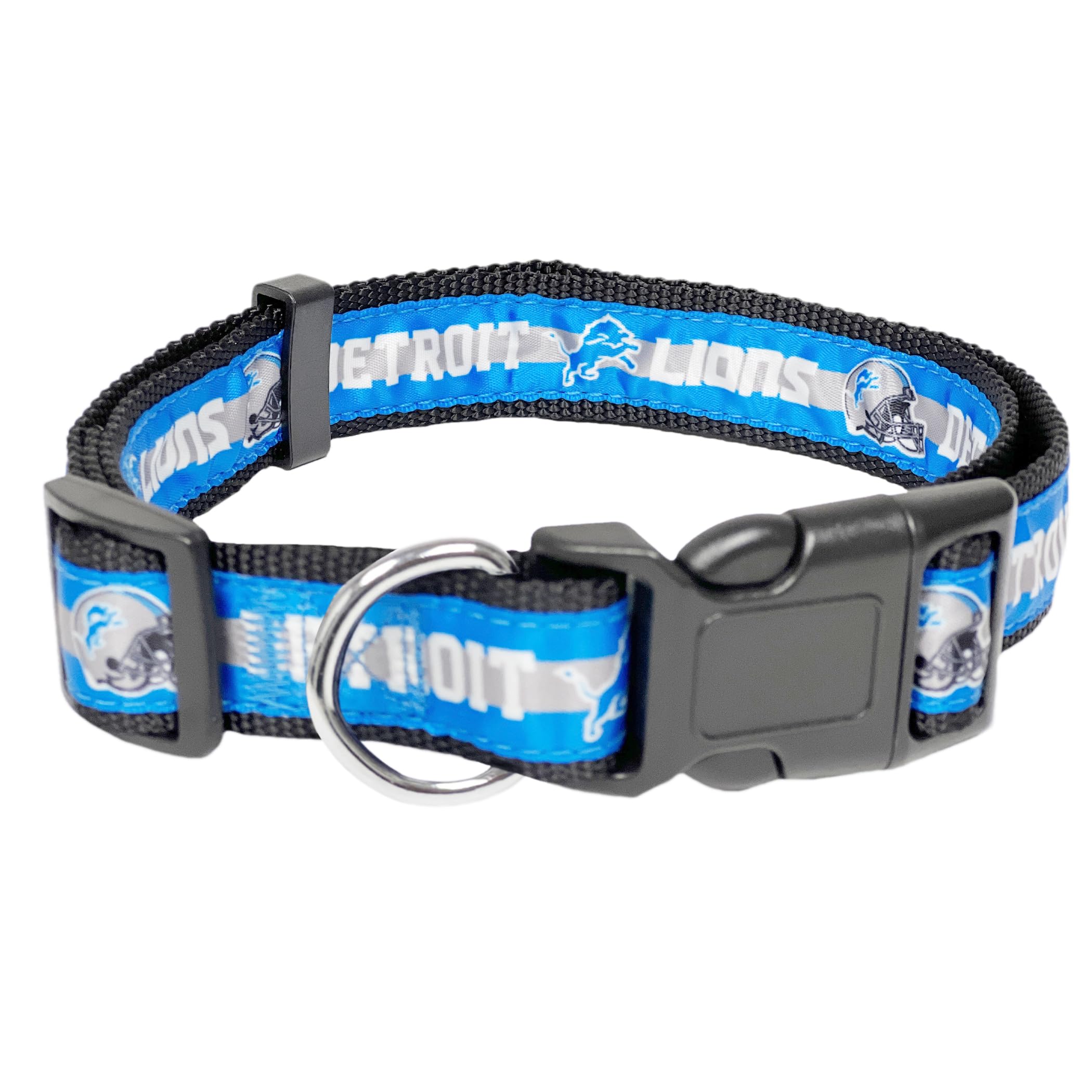 Pets First NFL Detroit Lions Licensed PET COLLAR, Large - Heavy-Duty, Strong, and Durable Dog Collar. Available in 31 Football T