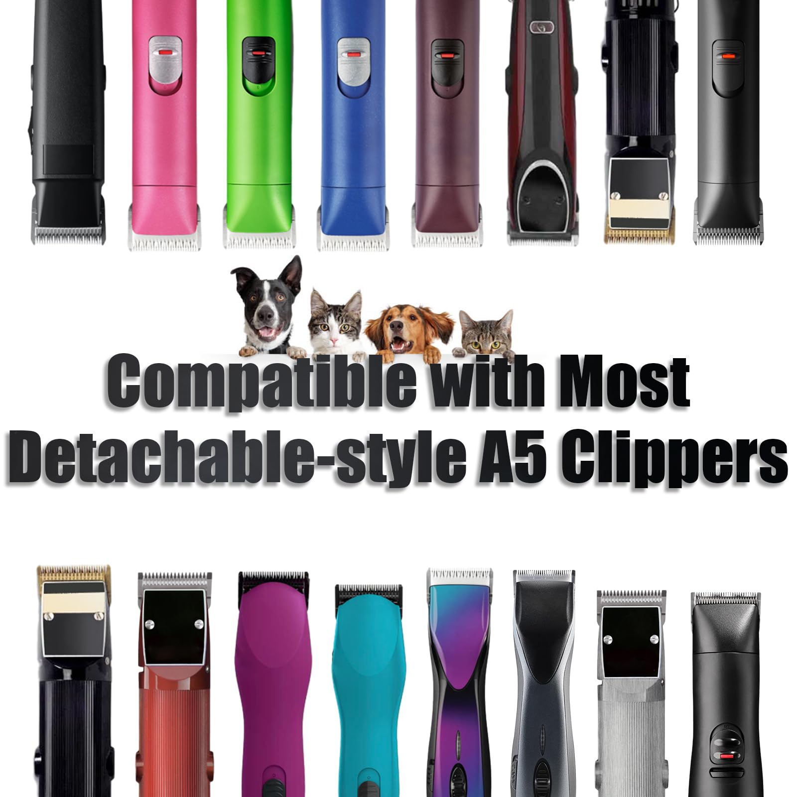 Yaziyir 3 Pack 3/4Ht Detachable Dog Grooming Steel Blades,Compatible With Andis,Oster A5,Wahl Km-10 Series,Cut Length 3/4' 19Mm