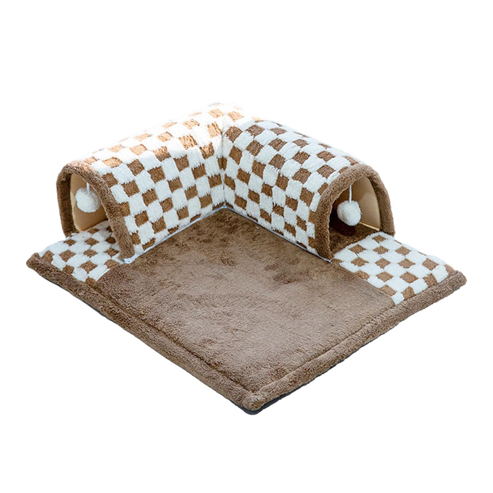 Ujeavette Creative Pet Cat Tunnel Bed Durable Interactive Toy For Cats Hamster Outdoor Brown