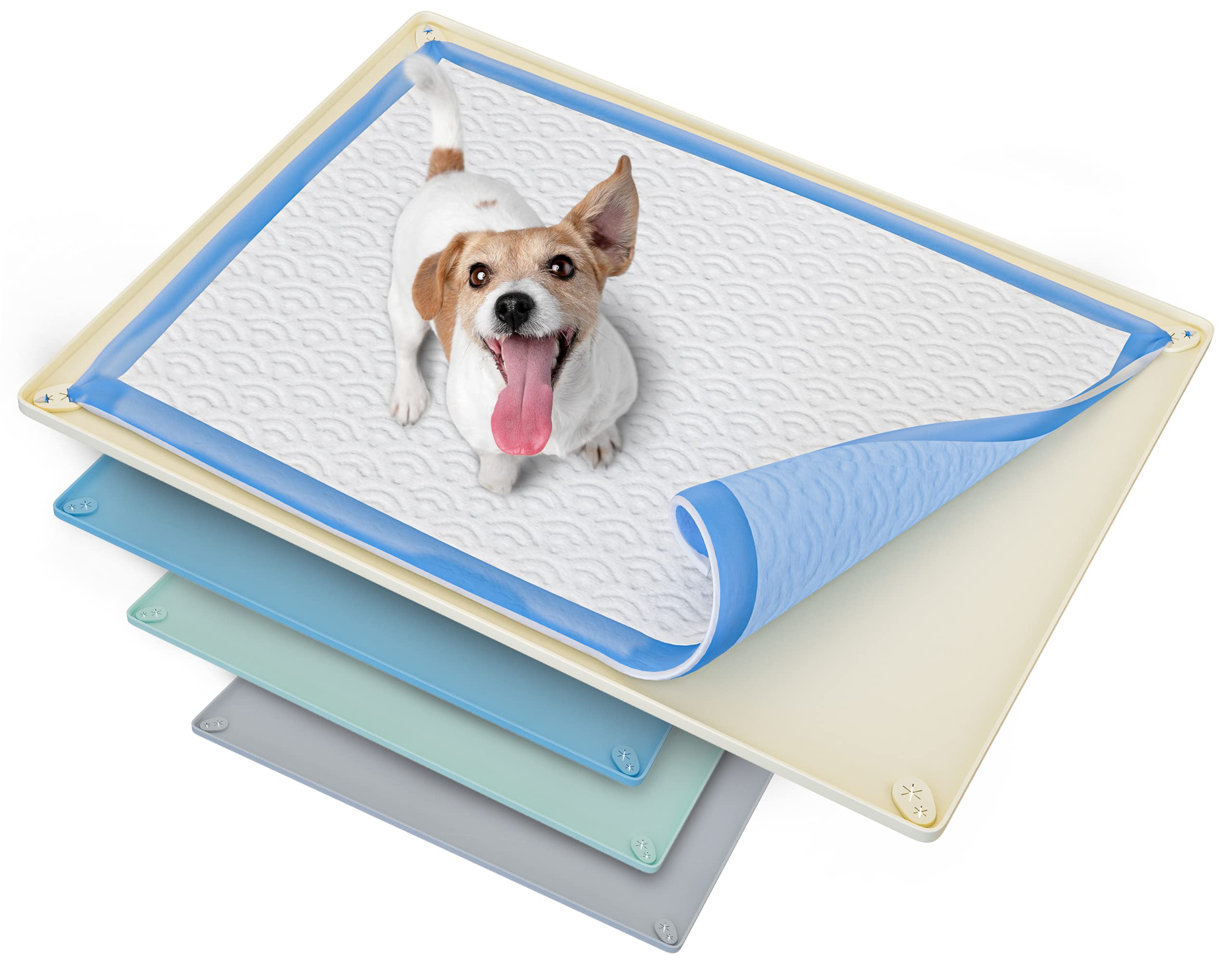Skywin Tidyfriend Pee Pad Holder Tray 30 X 23 Inches, Silicone Dog Potty Tray, Easy To Clean No Spill Dog Potty Training Pad Hol