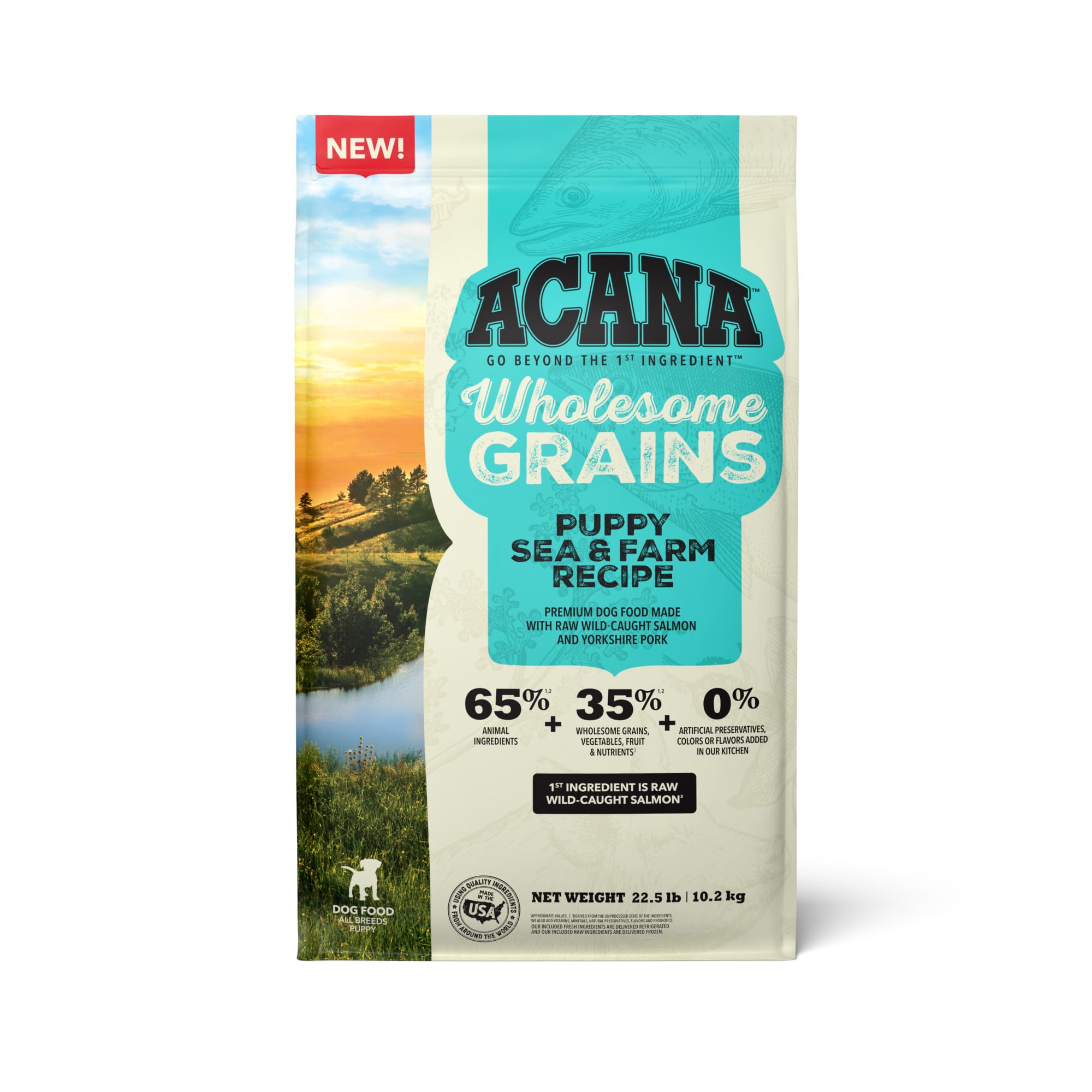 ACANA Wholesome Grains Dry Dog Food Puppy Sea & Farm Recipe 22.5lb Bag