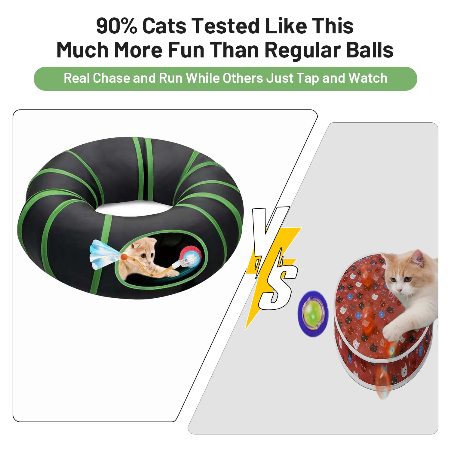 metiya Interactive Cat Toys Ball Fast Rolling in Cat Tunnel - Motion-Activated Ball in Enrichment Tunnel,Hide & Seek Puzzle Game