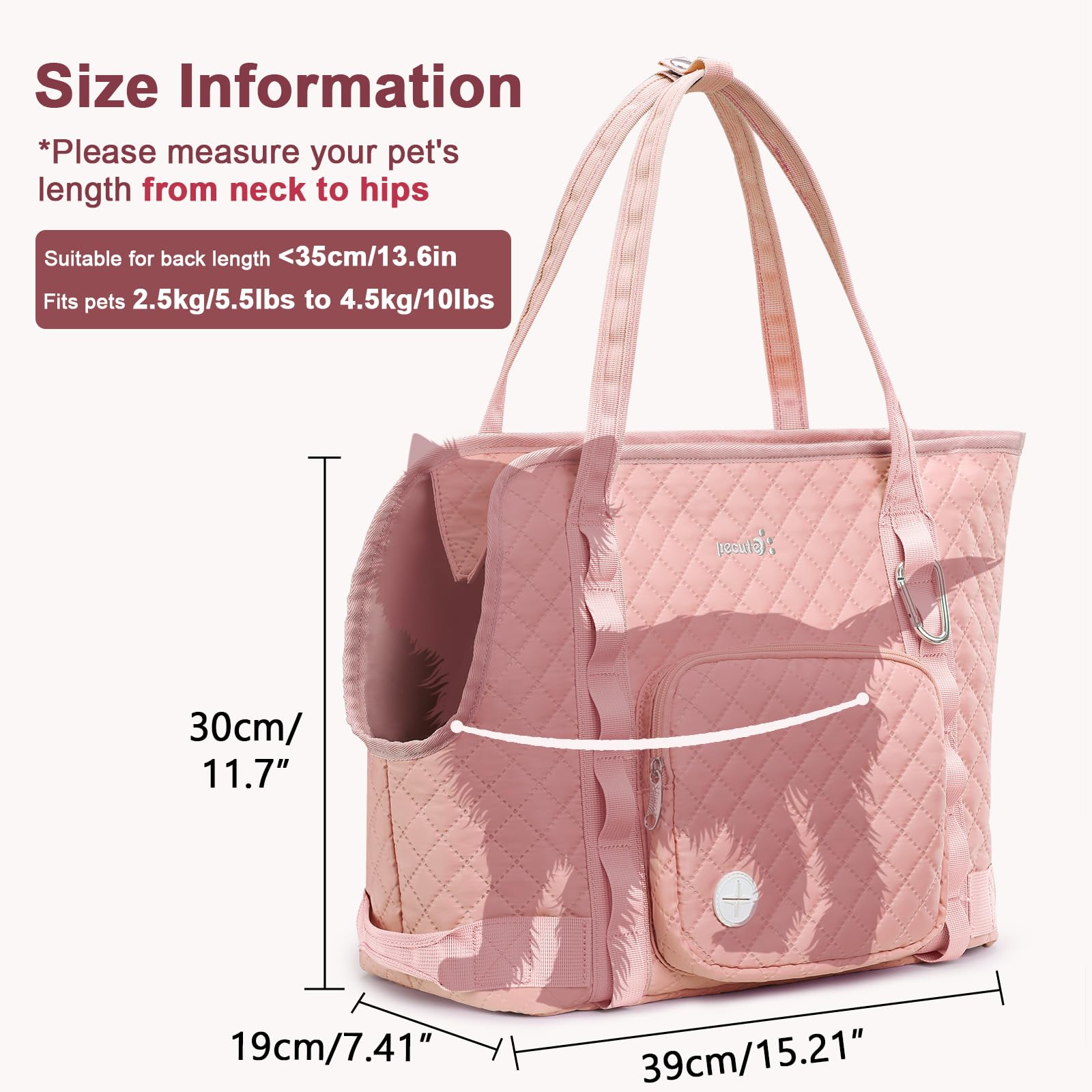 Pecute Dog Purse Carrier, Pet Carrier With Pockets For Small Dogs, Portable Small Dog Soft-Sided, Lightweight Dog And Puppies To