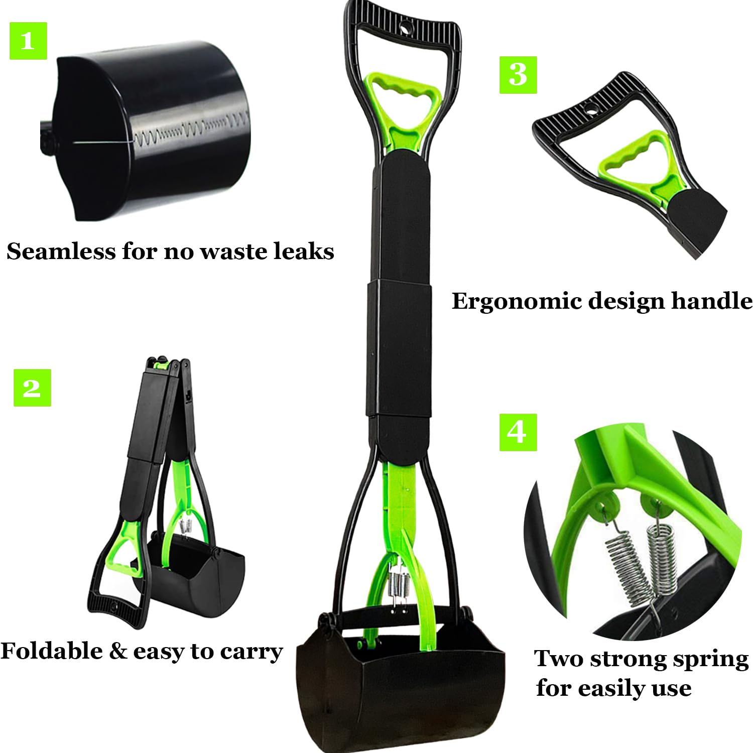 ienjoyed 2-Pack Pooper Scooper for Large Small Dogs Heavy Duty, 28 Long Handle Poop Scoop for Yard, Grass, Gravel, Dog Poop Grab