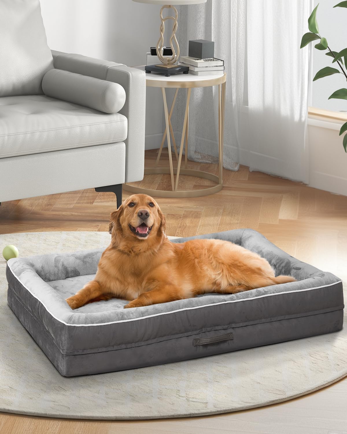 X-Large Orthopedic Dog Bed, Egg Foam Dog Couch With Removable Washable Cover, Waterproof Pet Sofa Bed With Non-Slip Bottom And F