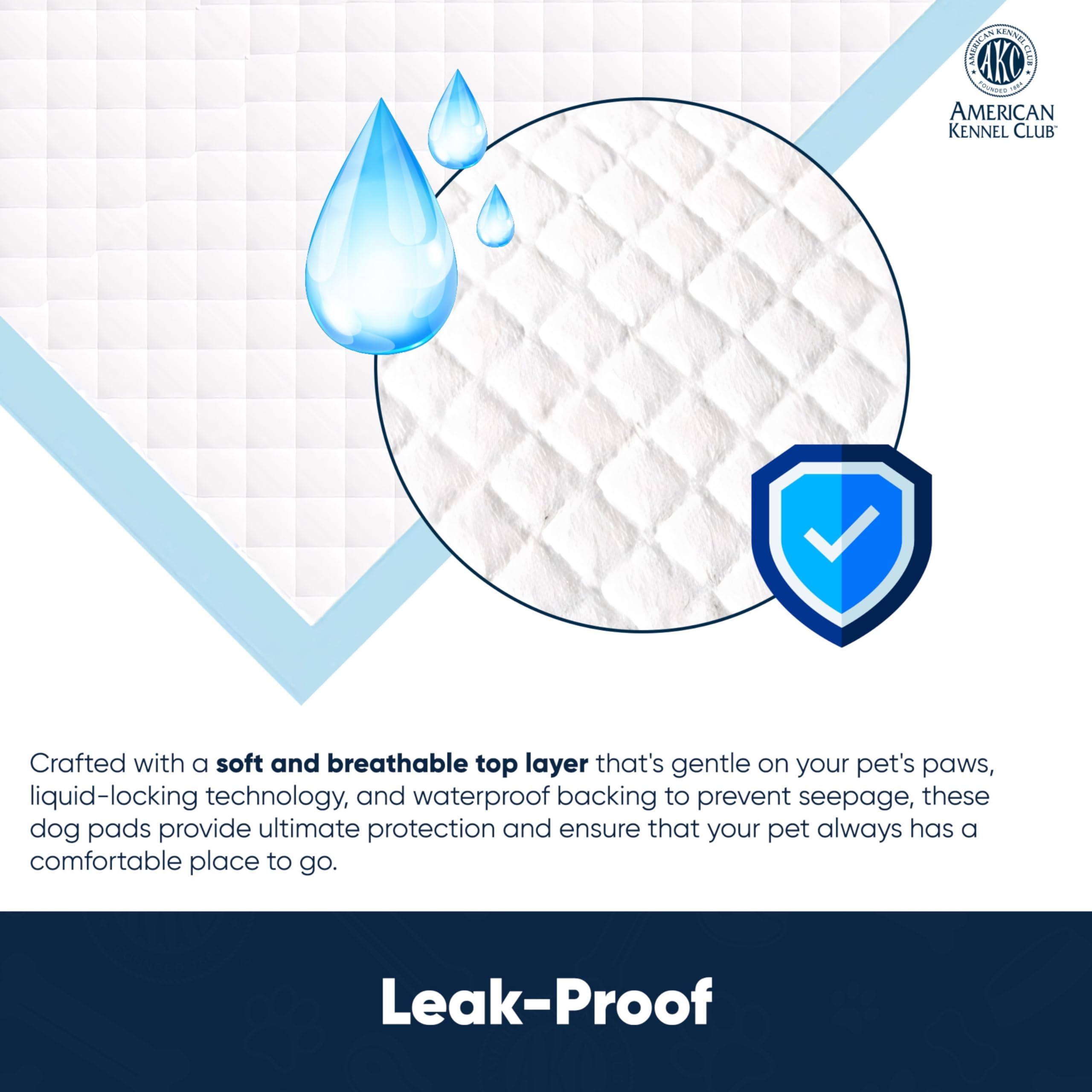 AMERICAN KENNEL CLUB Scented Puppy Training Pads, Ultra Absorbent Quick Dry Gel, 22x22, Blue, 50 Count, Model AKC62810