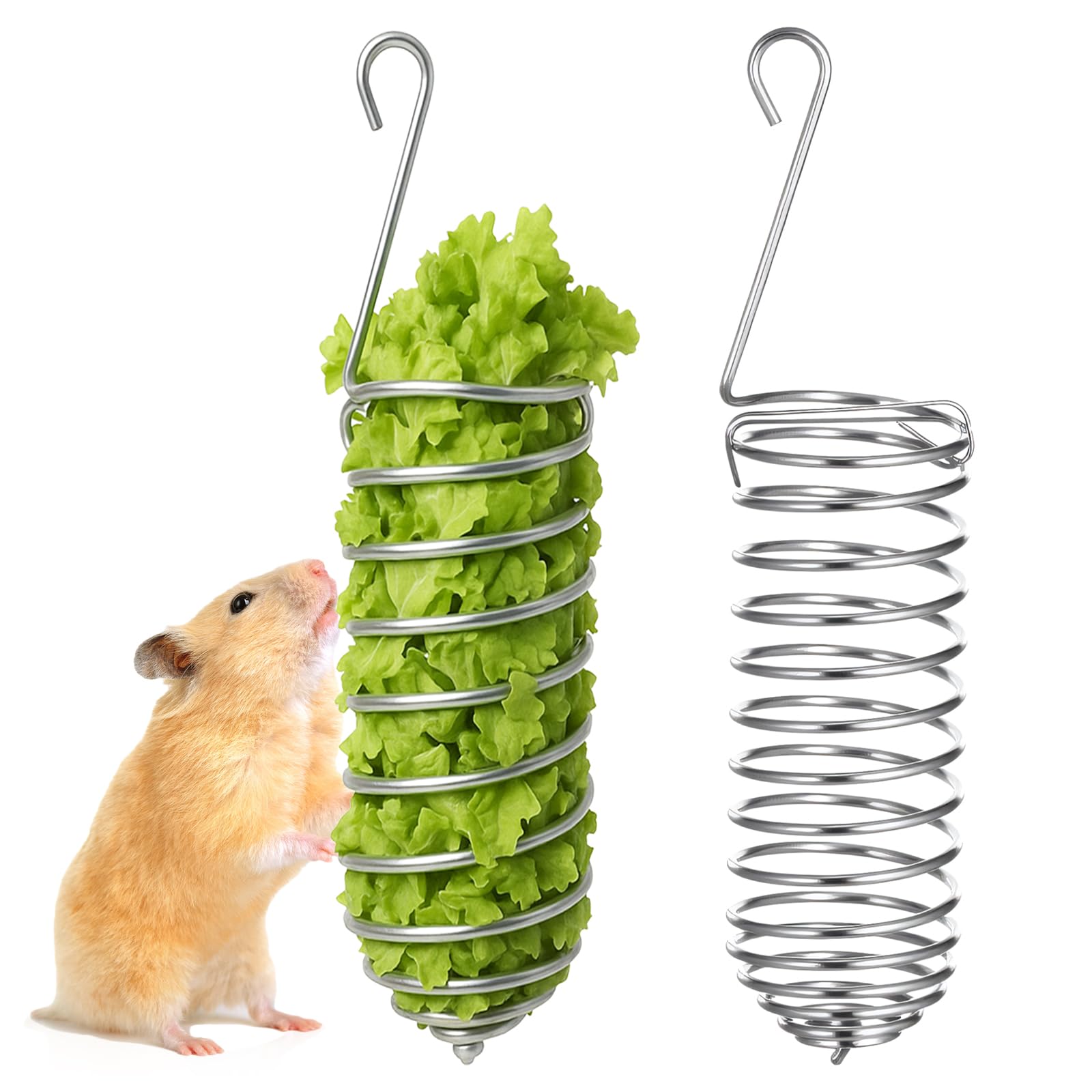 Hpmjz 2Pcs Rat Enrichment Toys Stainless Steel Bird Food Holder Rat Parrot Foraging Toy Hanging Rodent Toy Fruit Vegetable Holde