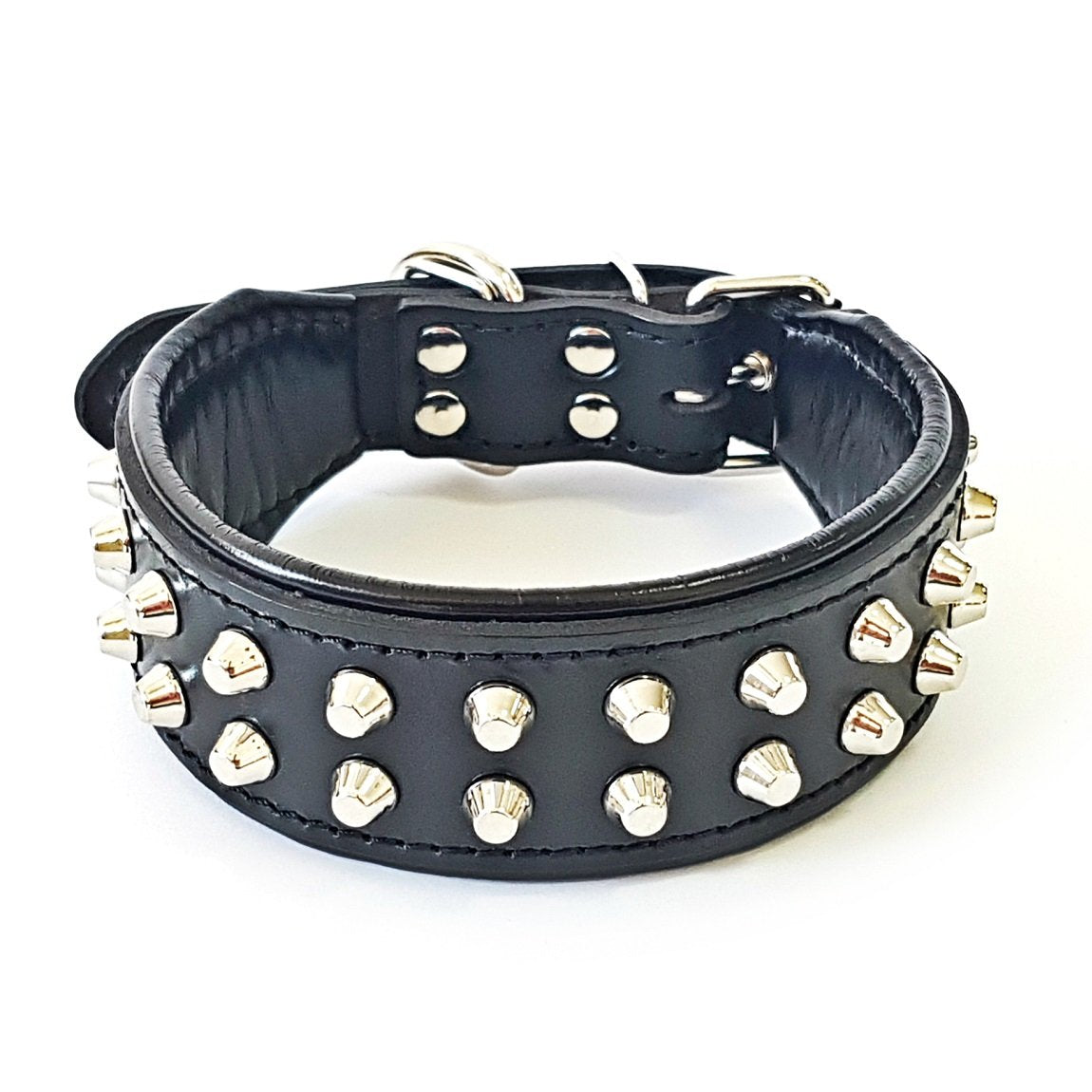 Bestia Rocky Studded Dog Collar. Hand Made. French Bulldog, Bulldog, Terrier, German Shepherd, 2 inch Wide, 100% Leather, Soft P