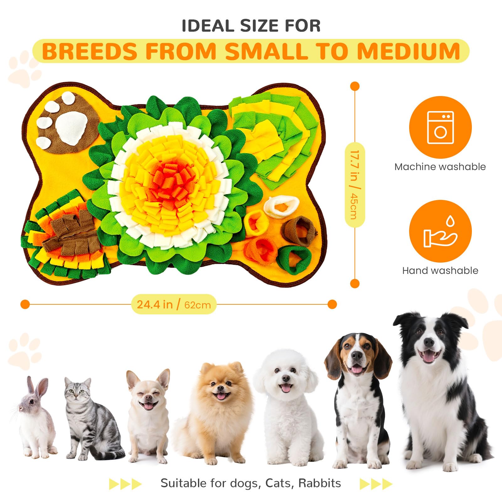 UETZLTB Snuffle Mat for Dogs 24x17, Interactive Dog Enrichment Puzzle Toys to Keep Busy for Puppy Small Medium Dogs Cats, Cognit