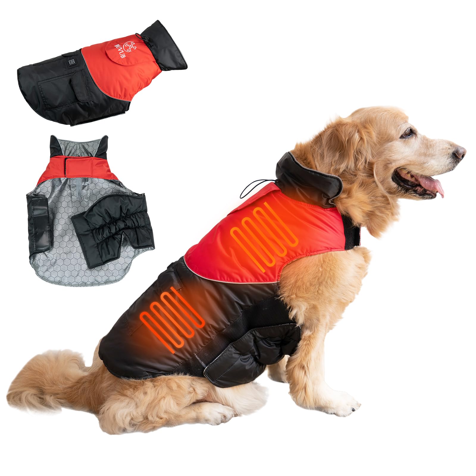 Buvub Heated Winter Jacket, Graphene Heat Coating, Water Resistant Fabric, Cat & Dog Coat (Xxxl)