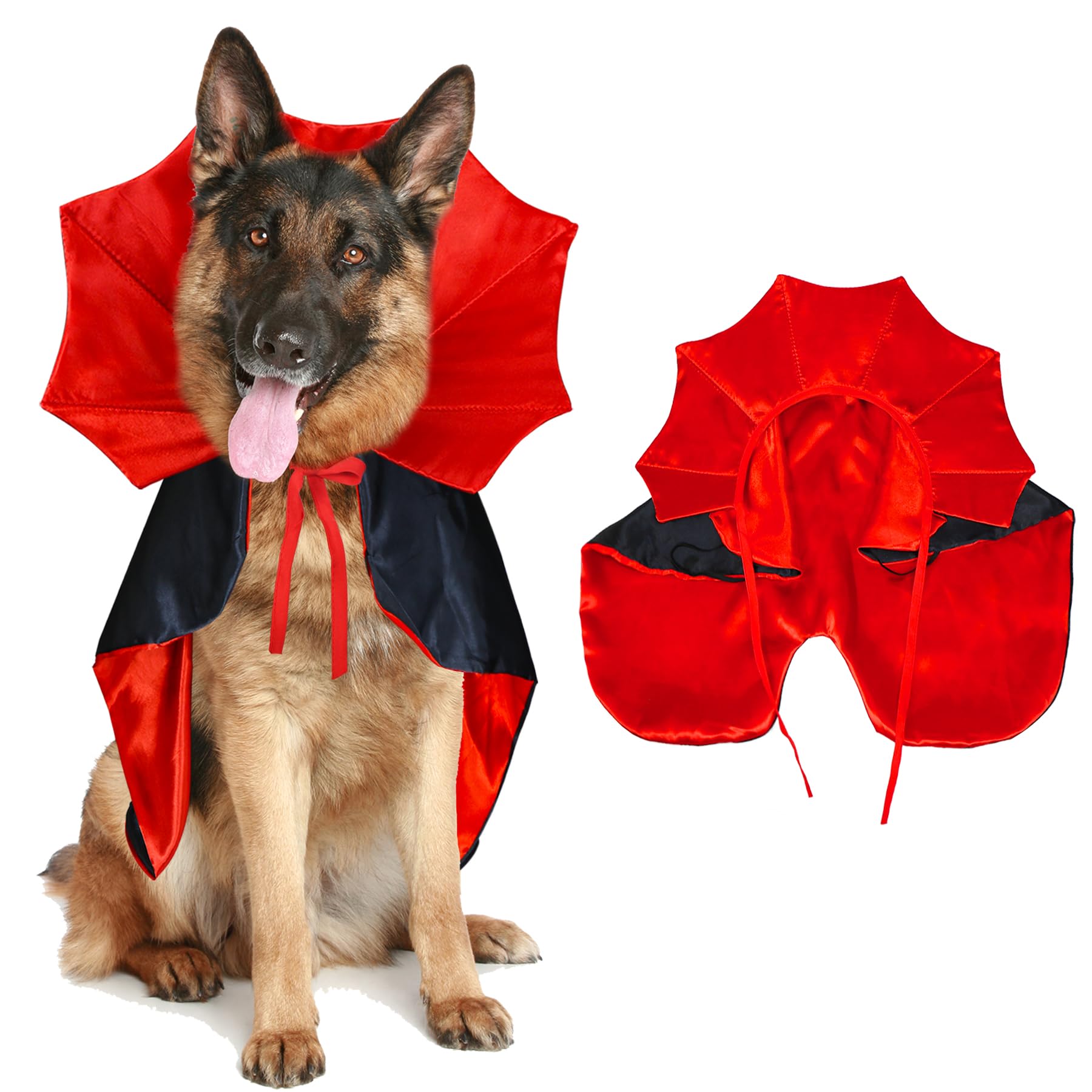 Goyoswa Dog Halloween Costumes, Dog Vampire Cloak Costume Dog Devil Costume Dog Vampire Cloak Cape Halloween Costumes For Small Medium Large Dogs Pets (Large)