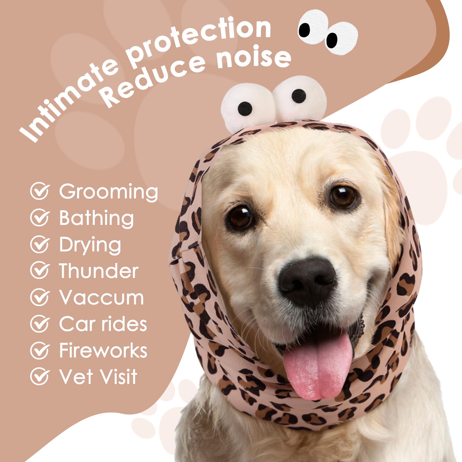 Sawmong Dog Calming Hoodie With Ear Covers For Noise, Fireworks & Anxiety Relief, No Shake Ear Wraps, Dog Ear Muffs & Protector,