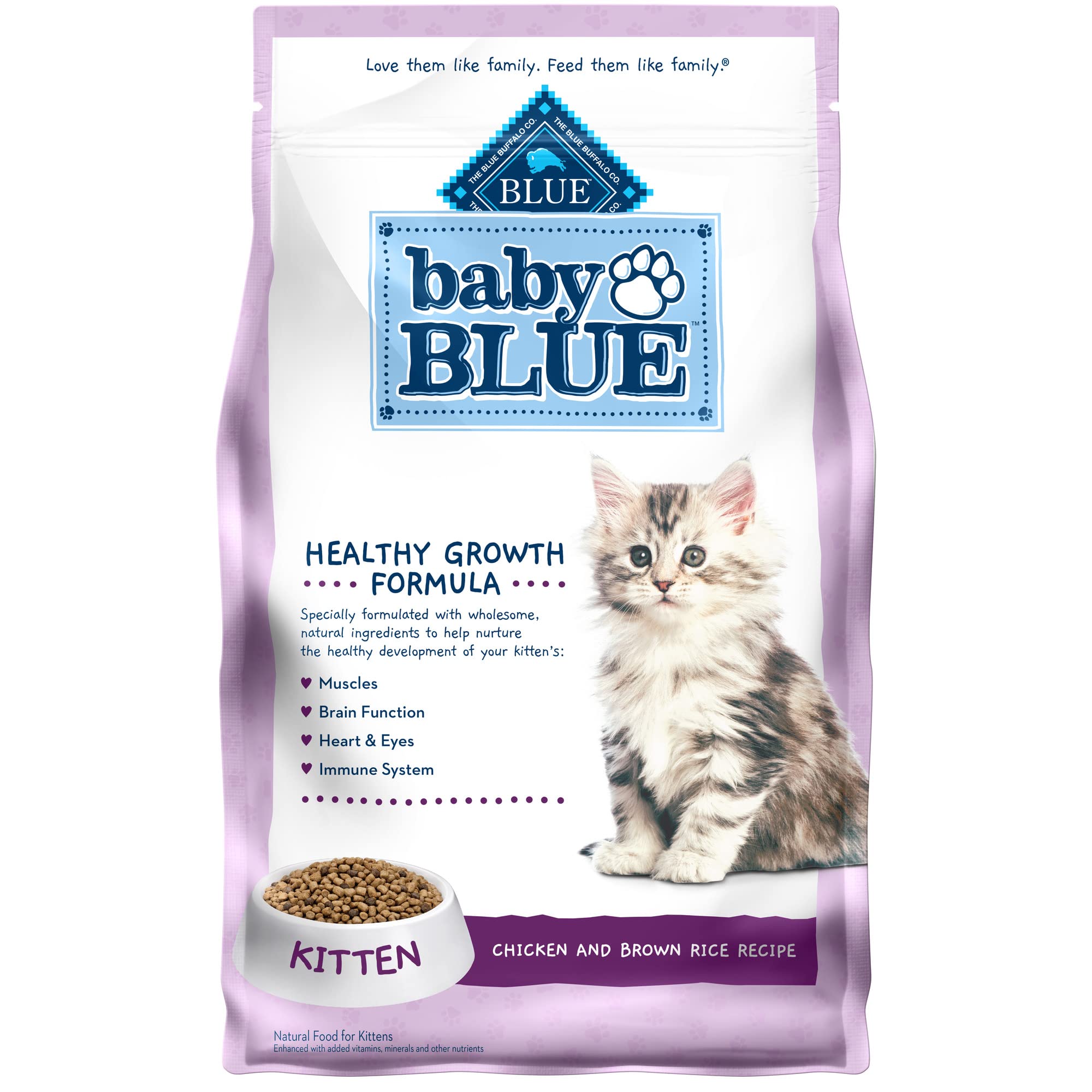 Blue Buffalo Baby Blue Natural Dry Food for Kittens, Healthy Growth Formula with DHA, Chicken and Brown Rice Recipe, 5-lb. Bag