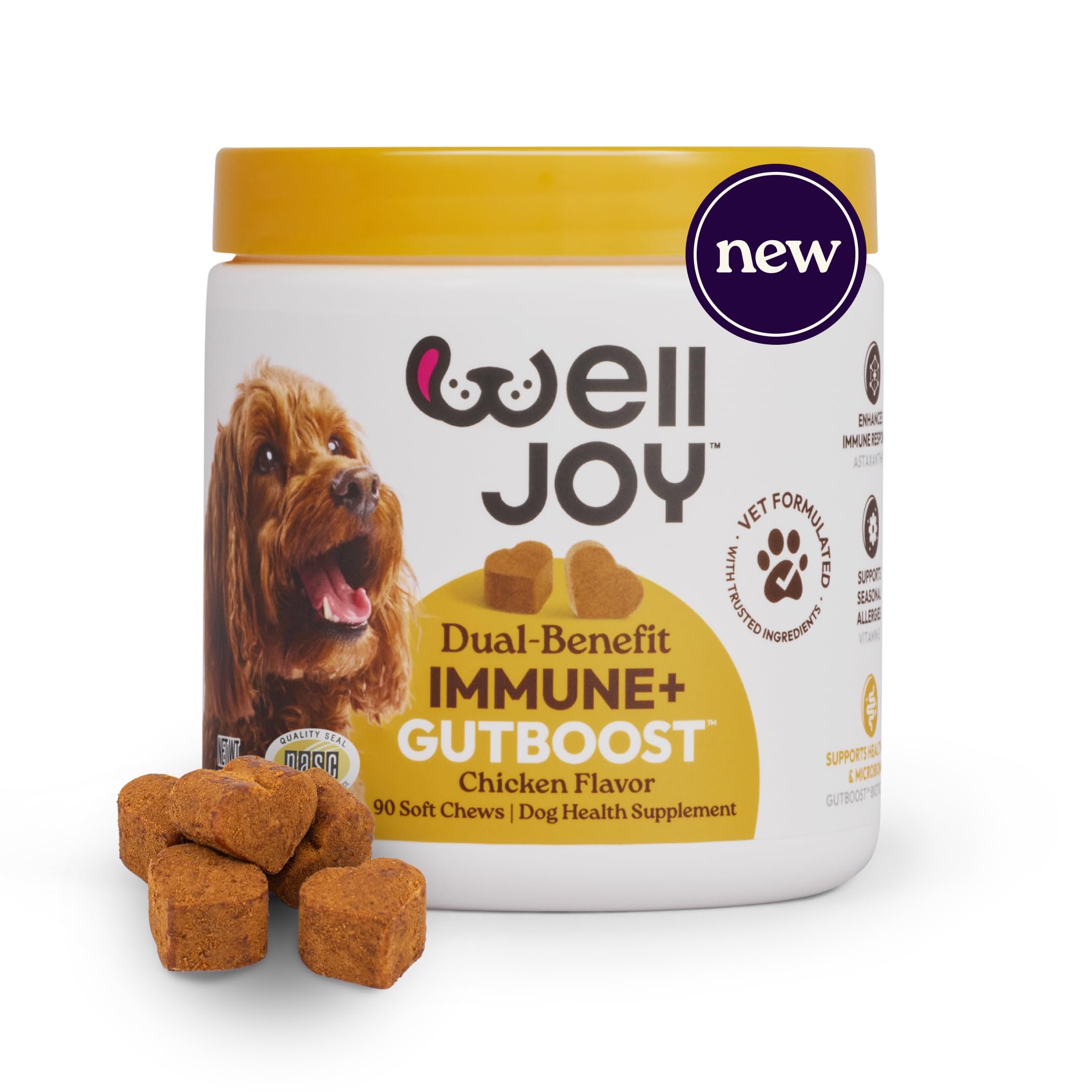 New! WellJoy Dog Supplement Immune+ GutBoost | Dog Health Supplement | Enhances Immune Response | Dual-Benefit GutBoost Formulat
