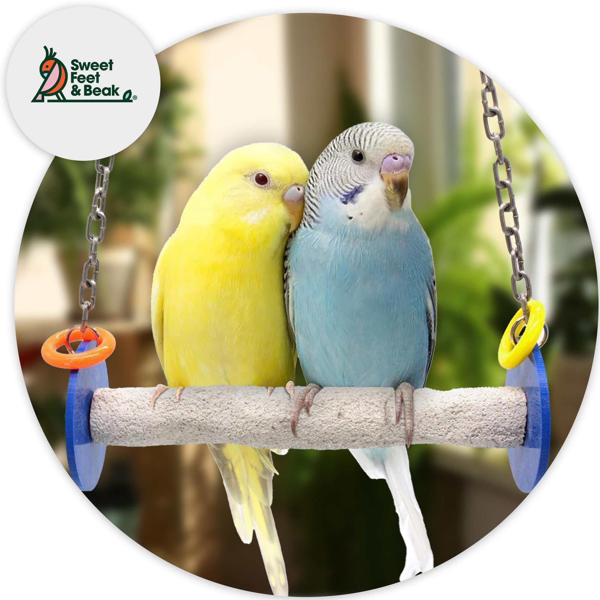 Sweet Feet And Beak Roll Swing And Perch Bird Toys - Keeps Nails And Beak In Top Condition - Handmade Pet Supplies - Safe And Non-Toxic Bird Cages Accessories - Parrot Toys (4.5' Orange Xs)