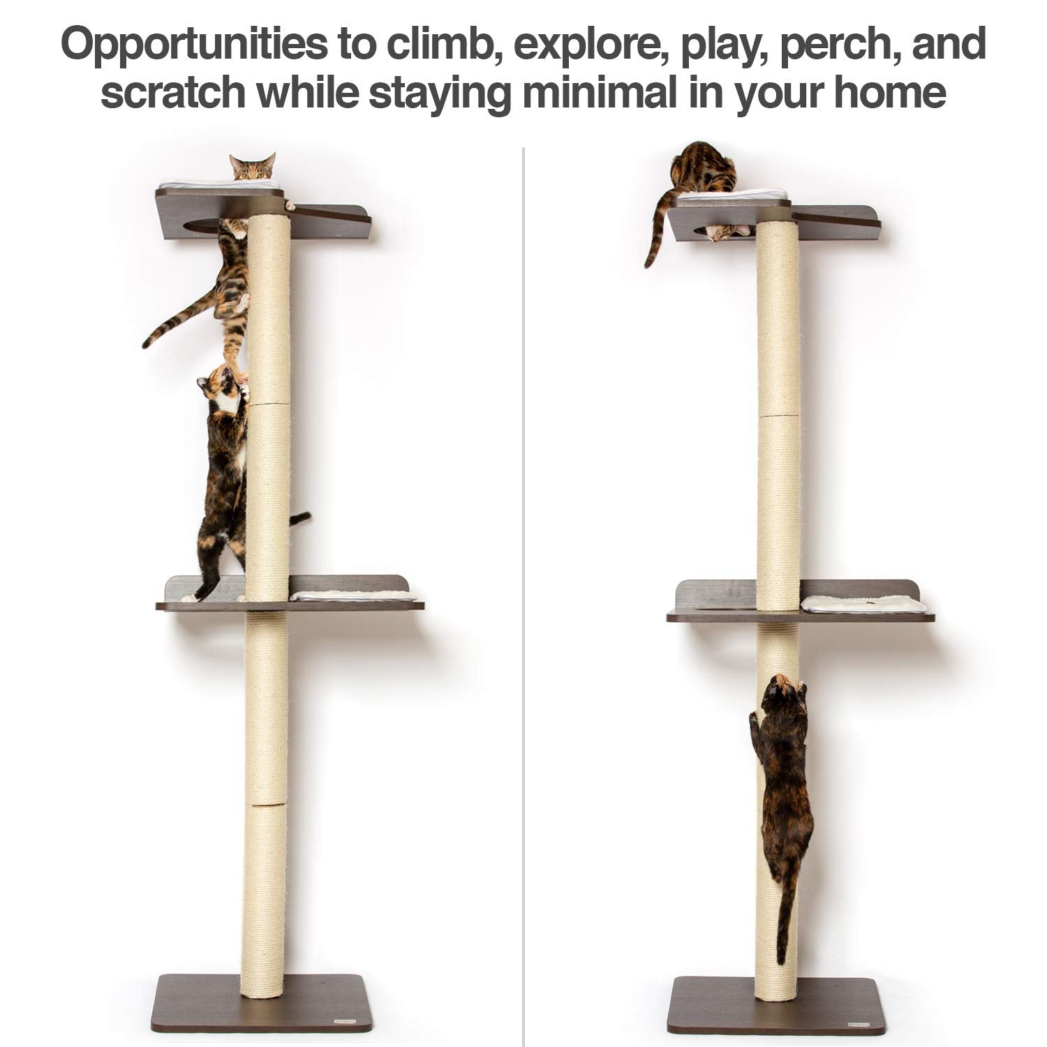 Petfusion Ultimate Cat Climbing Tower & Activity Tree. (24 X 20.8 X 76.8 Inches (Lwh) Tall Sisal Scratching Posts, Modern Wall M