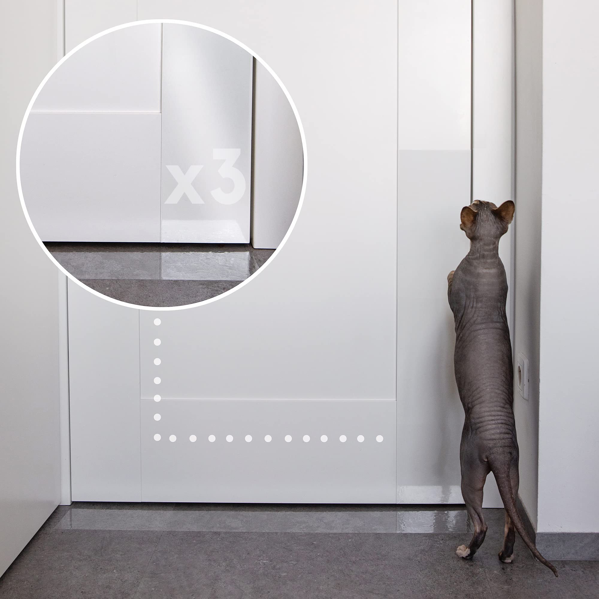 Protecto® Pet Scratch Protector W/Custom-Cut Knife - 3-Pack 60' X 8” Door Guard + Wood & Furniture Shield For Dog & Cat Scratching Deterrent, Defender & Repellent W/Super Sticky Self-Adhesive Backing