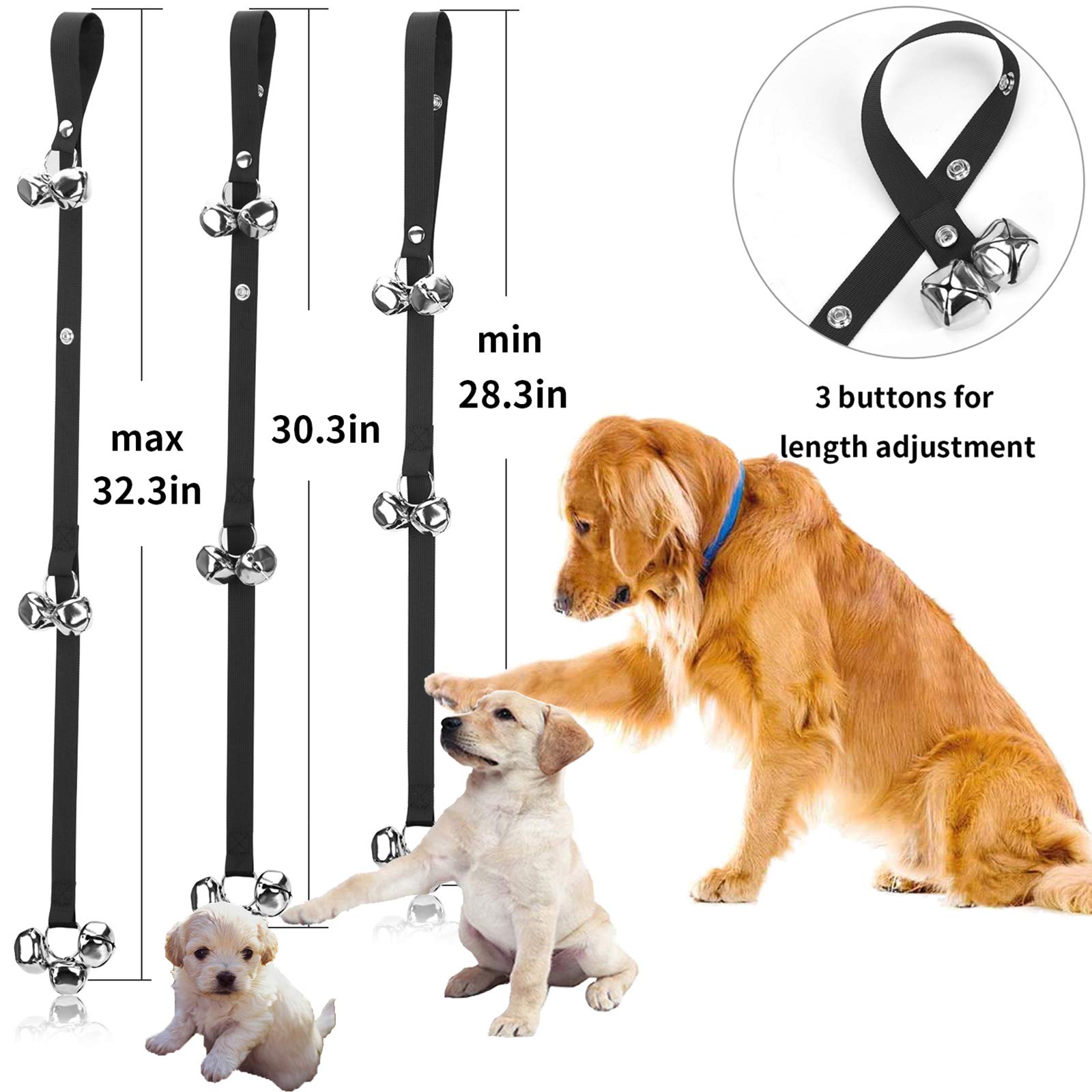 Luckyiren Upgraded Puppy Bells Dog Doorbells For Door Knob/Potty Training/Go Outside-Dog Bells For Puppies Dogs Doggy Doggie Pooch Pet Cat For Dog Lovers-Premium Quality-3 Snaps For Length Adjustment