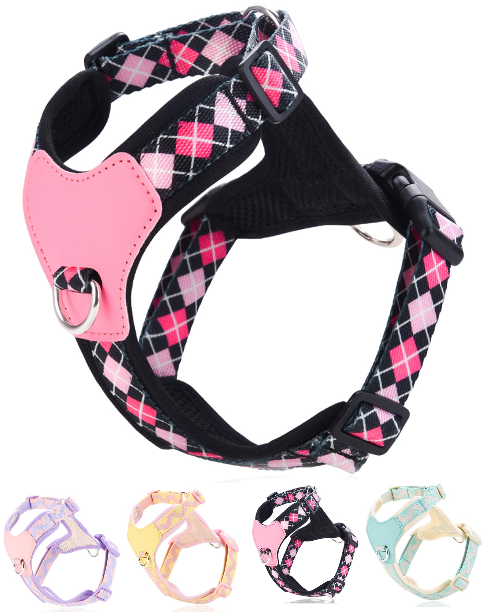 Petank Black Medium Dog Harness - No Pull, Easy Walk, Adjustable, 2 Leash Clips (M)