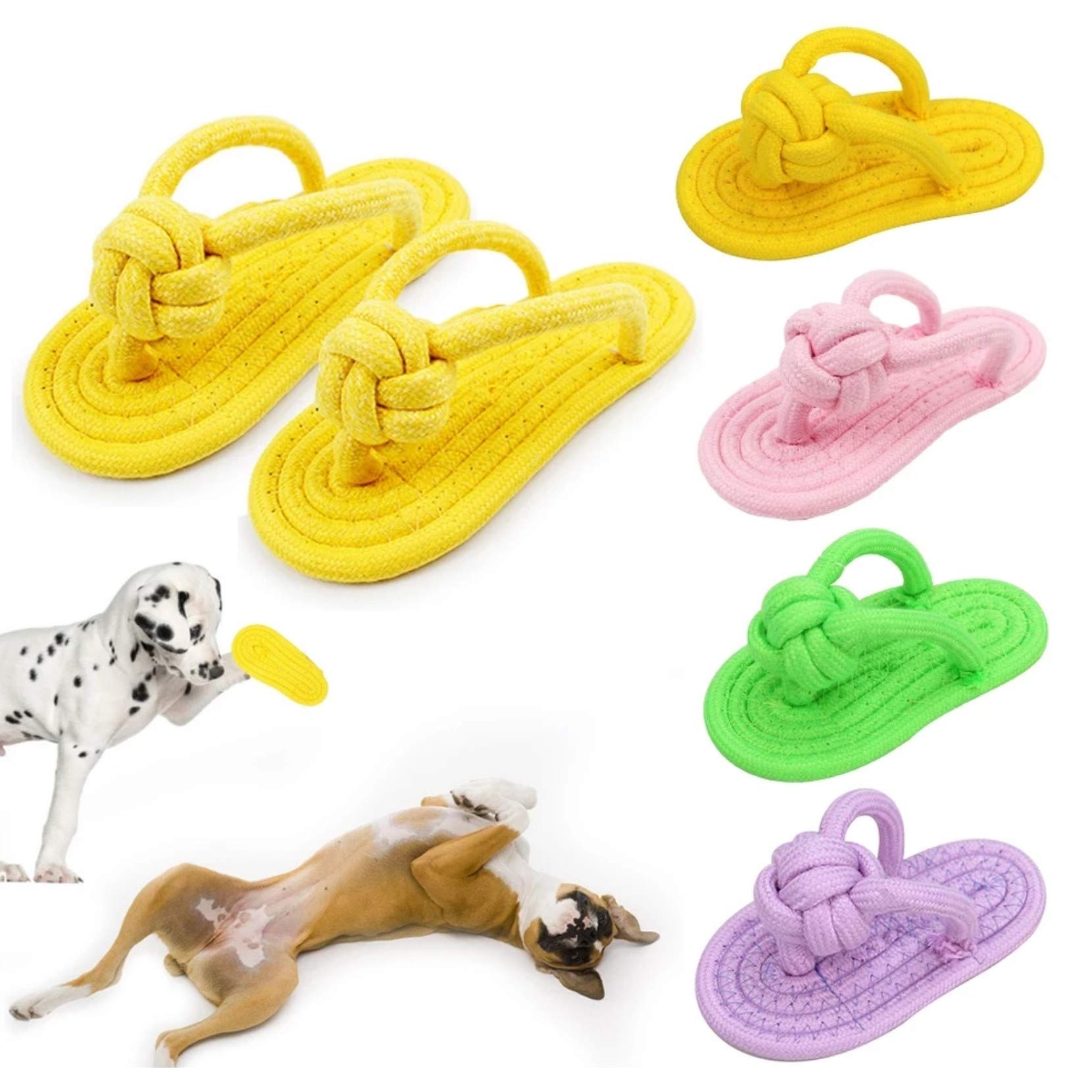 Petlicious & More Pet Chew Toys Slipper Shaped Shoes Natural Cotton Rope Teething Playing Fun Toy Sandal For Cat Dog Puppy Suppl