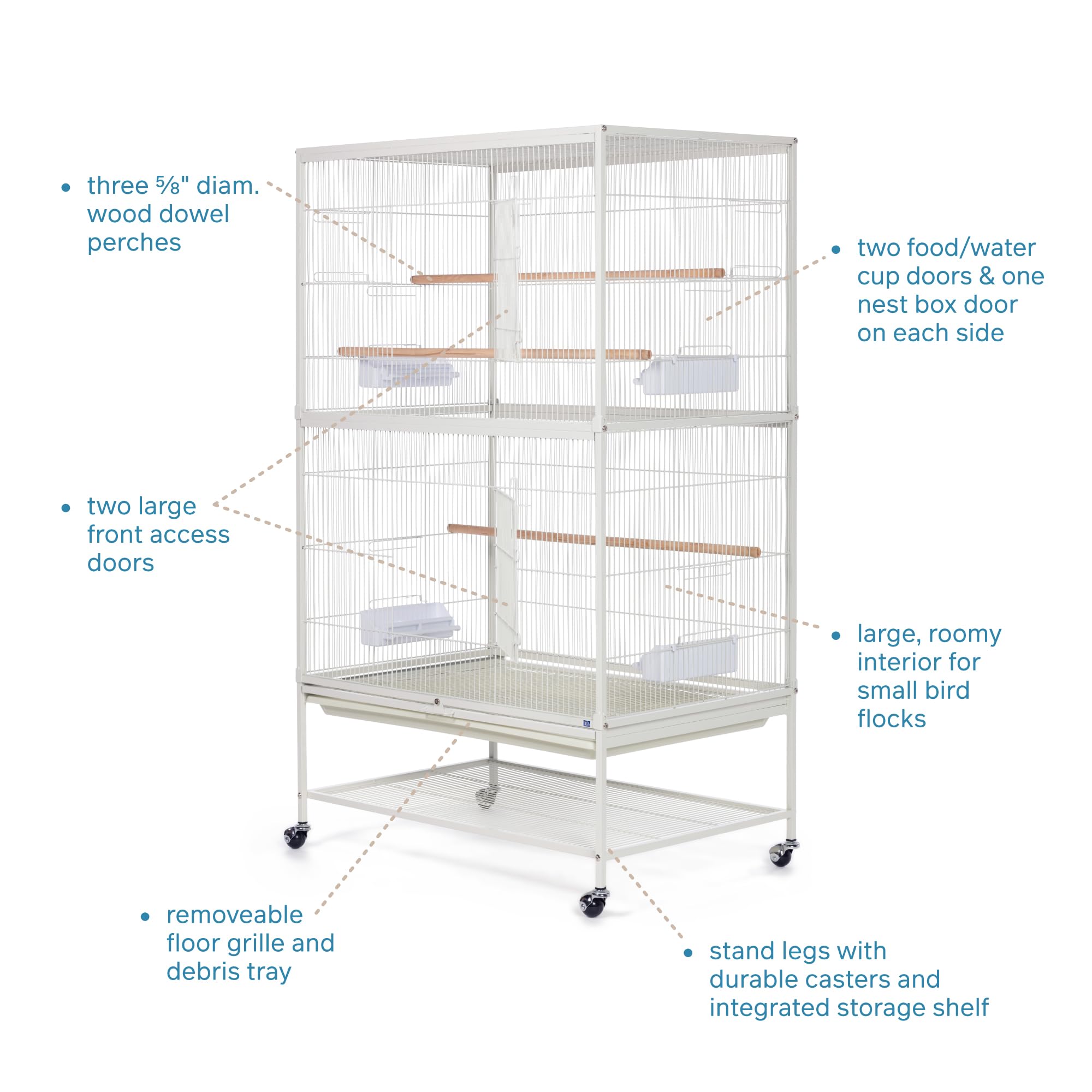 Prevue Pet Products Large Wrought Iron Flight Cage - 31"x20.5"x53", White, Non-Toxic Steel with Stand, Model F041
