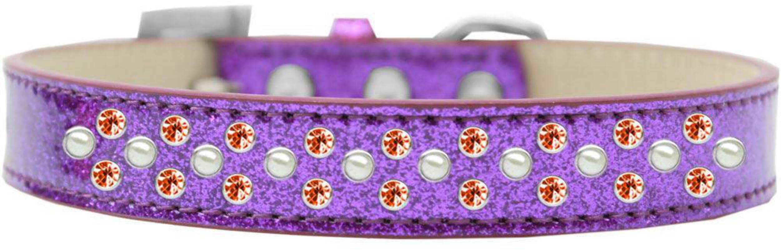 Mirage Pet Products Sprinkles Ice Cream Dog Collar with Pearl and Orange Crystals, Size 16, Black
