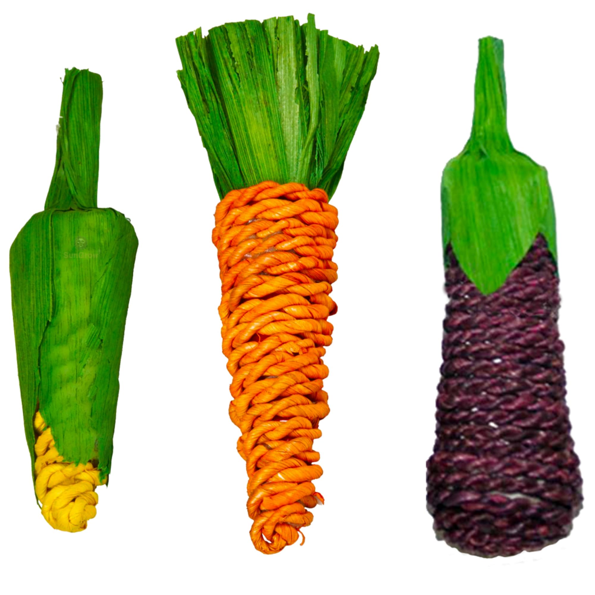 Sungrow Natural Veggie Chew Toys For Rabbits, 5.2 Inches, Woven With 100% Organic Material, Stimulate Your Bunny Rabbits, Bright