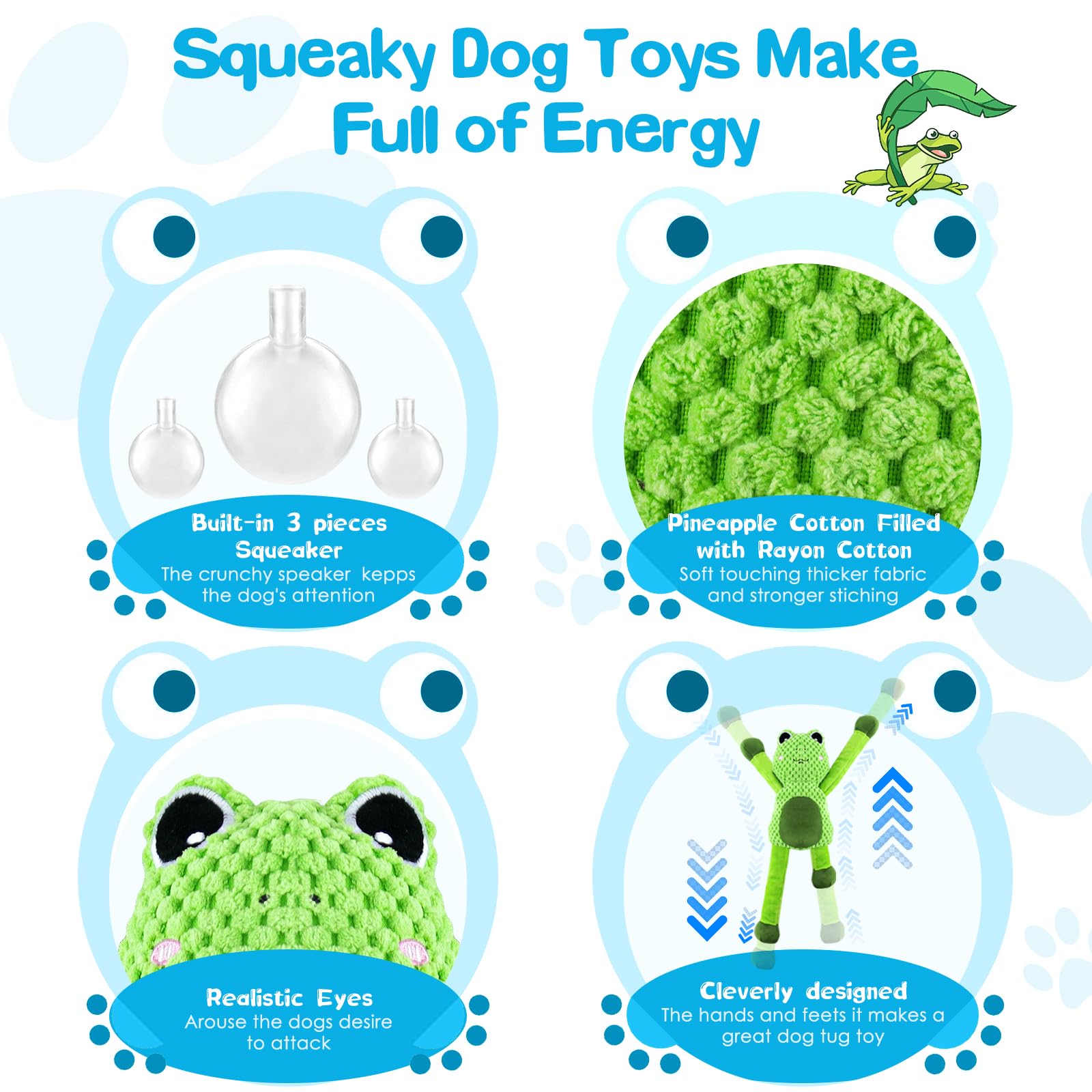 Jeefome Large Squeaky Dog Toys : Plush Stuffed Dog Chew Toy With Soft Fabric-Interactive Puppy Toys To Keep Them Busy