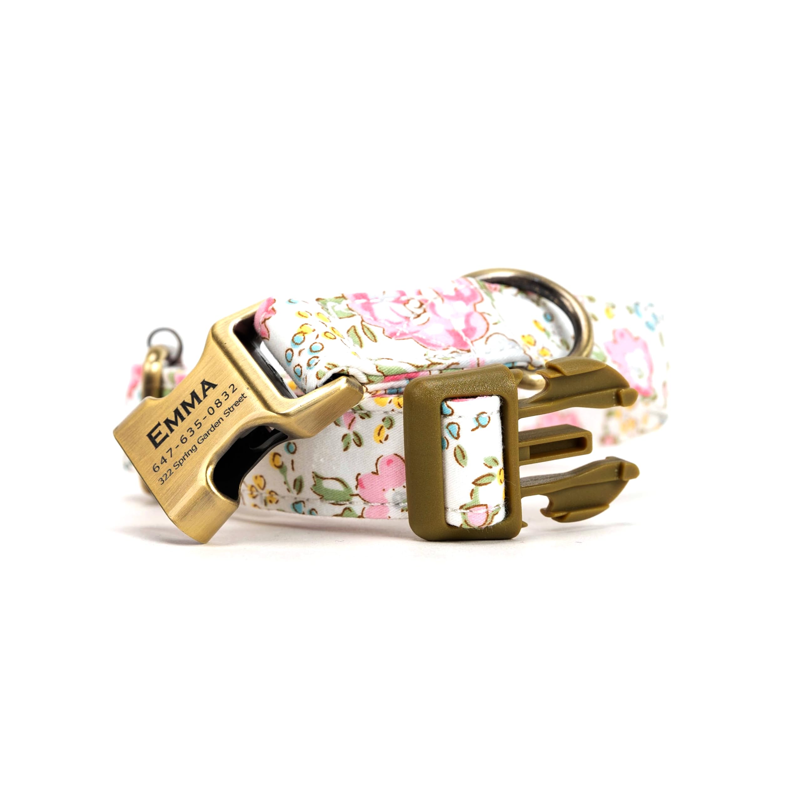 Personalized Dog Collar With Name And Phone Number Engraved,Adjustable Custom Puppy Collar,Organic Cotton Pet Collar For Small M