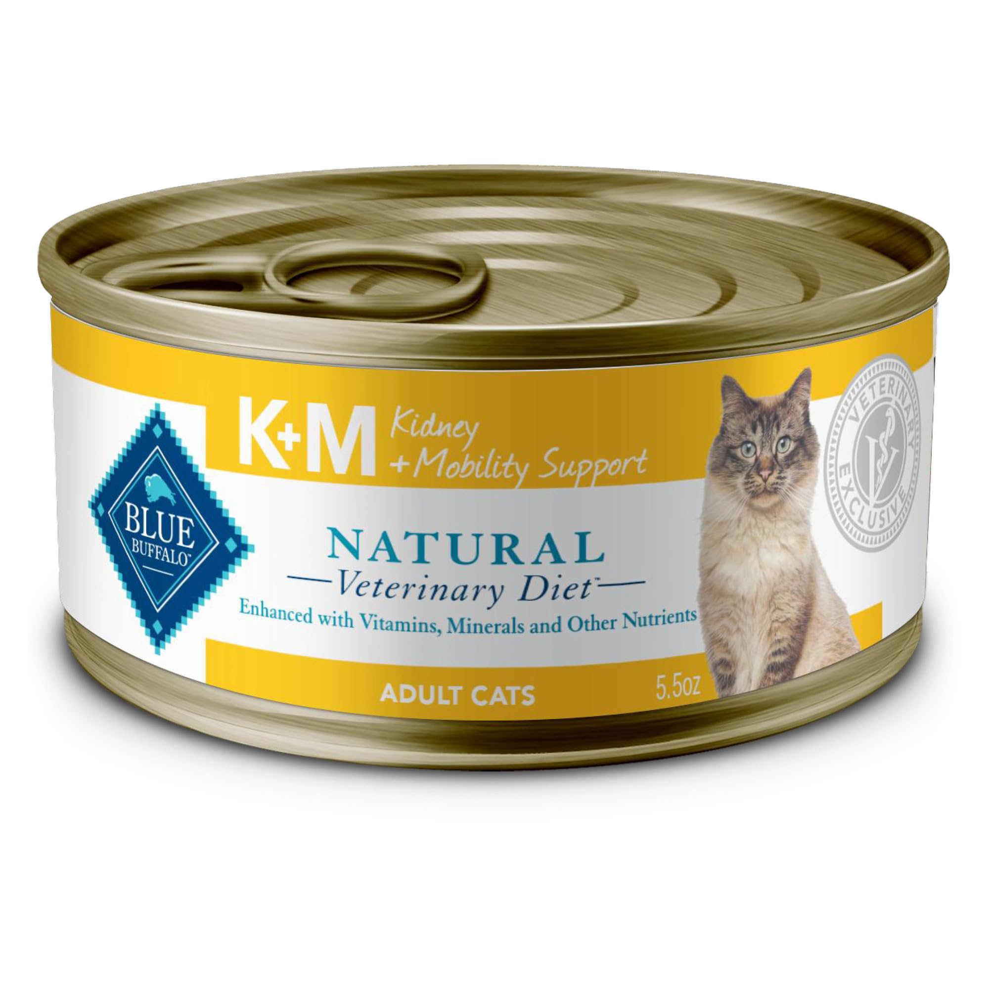 Blue Buffalo Natural Veterinary Diet K+M Wet Cat Food, Kidney + Mobility Support Formula, Veterinarian Prescription Required, Ch