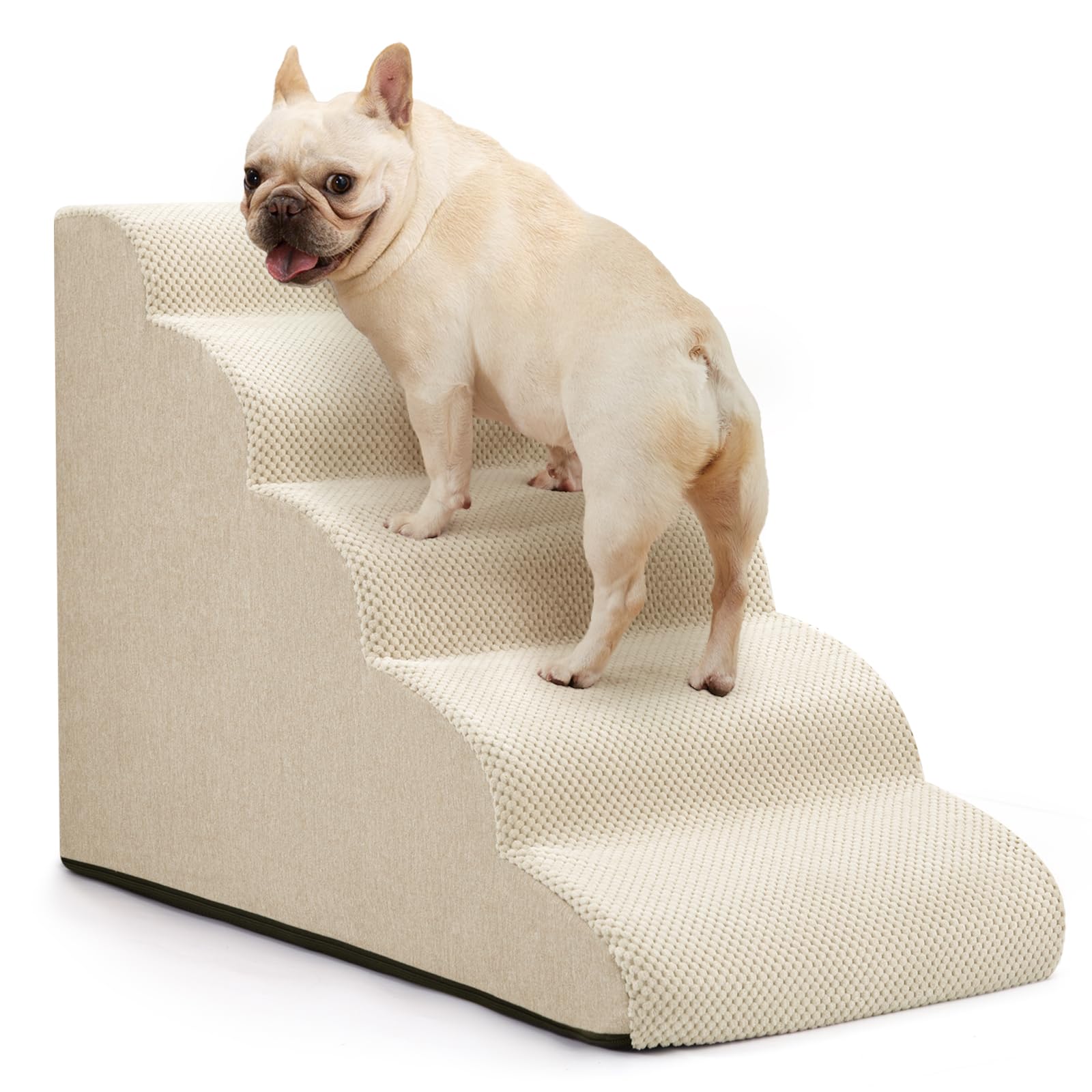 Aodisman Dog Stairs for Bed 22.4   H,5-Step Dog Ramp for Small Dogs & Cats,Pet Steps for Dogs to get on High Bed, Indoor Anti-Sl