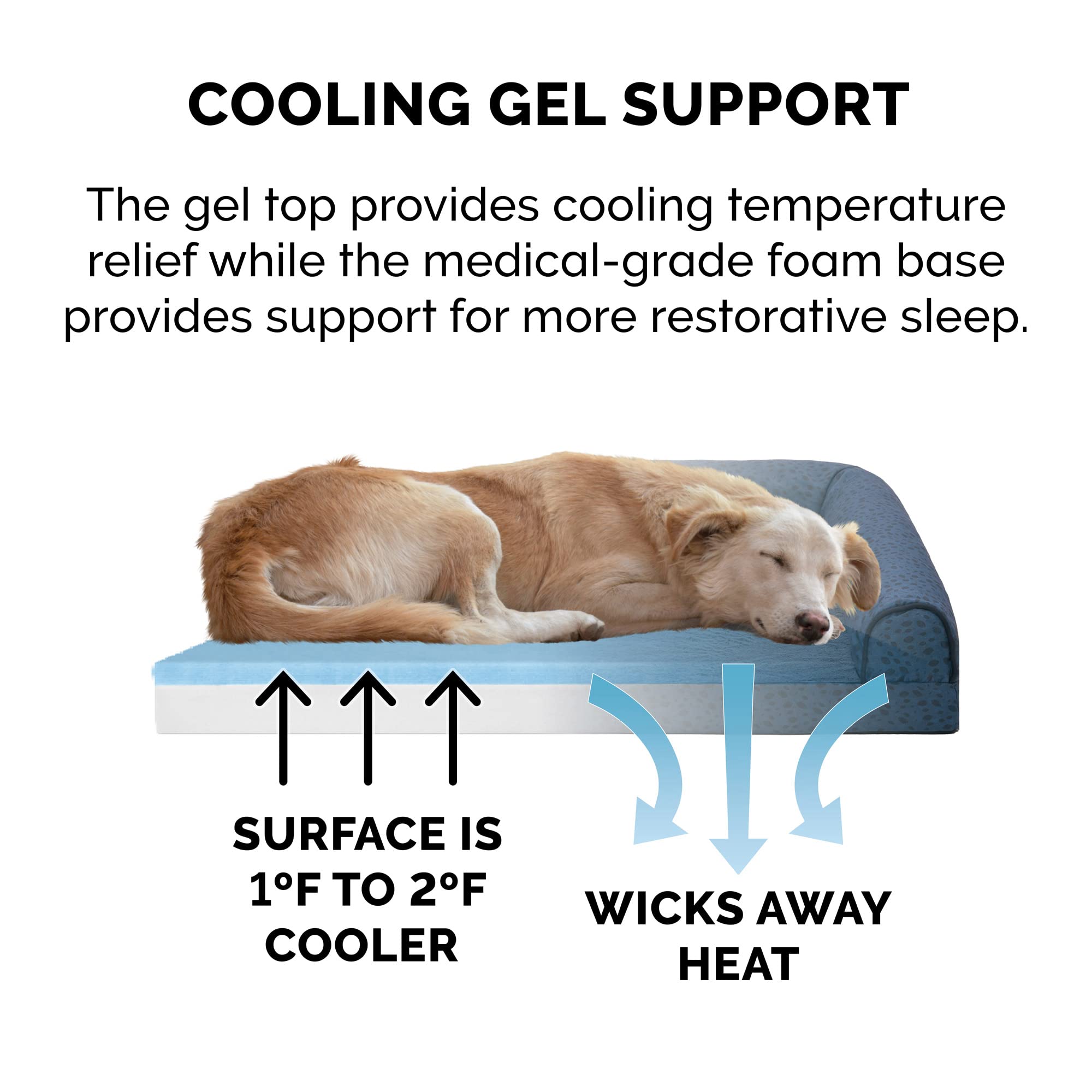 Furhaven Cooling Gel Dog Bed For Medium/Small Dogs W/ Removable Bolsters & Washable Cover, For Dogs Up To 35 Lbs - Plush & Almon