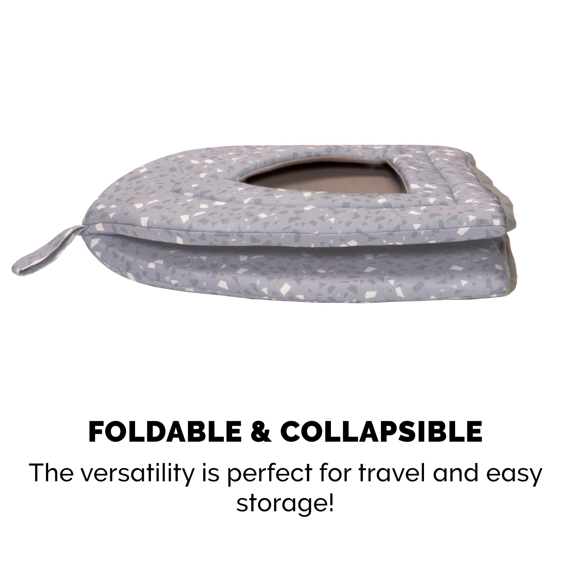 Furhaven Small Cat Bed - Washable Polycanvas Pet Tent, Gray Terrazzo, Model 92207151