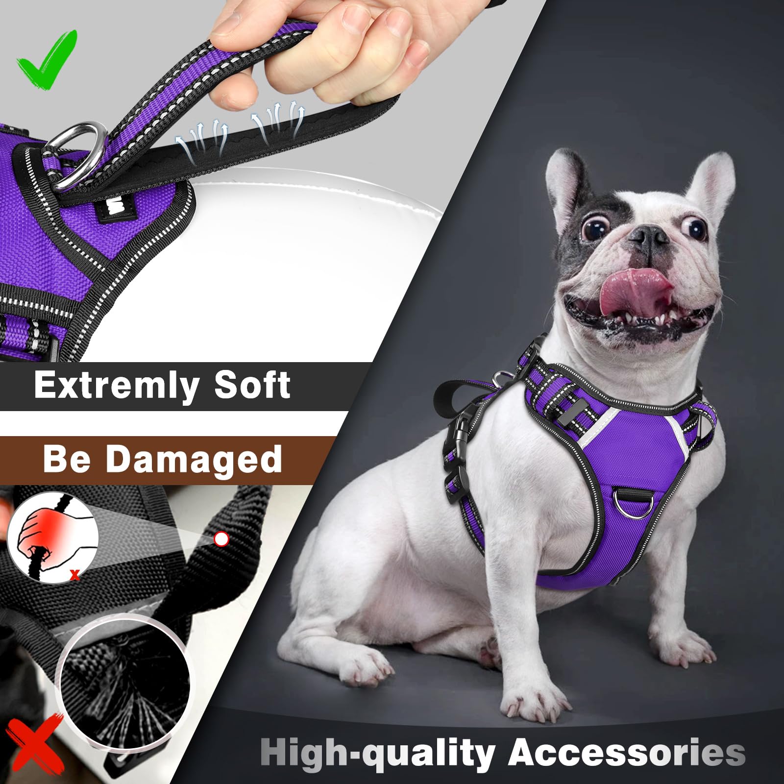 Winsee Service Dog Vest No Pull Dog Harness With 7 Dog Patches, Reflective Pet Harness With Durable Soft Padded Handle For Puppi