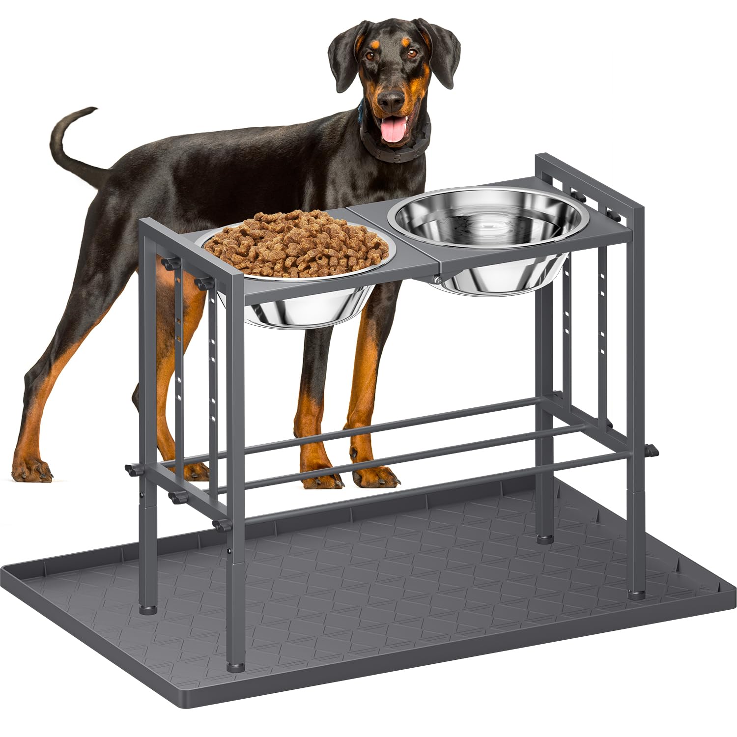 Elevated Dog Bowls - Metal Raised Dog Bowls For Large Breed With 3 Adjustable Heights, Perfect Sturdy Bowl Stands For Extra Larg
