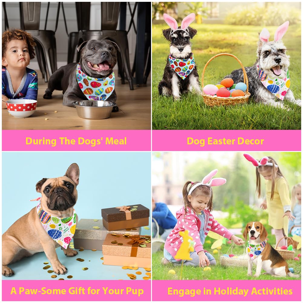 Szee Easter Dog Bandana, 2 Pack Reversible Dog Bandanas For Dog Easter Outfits, Dog Apparel & Accessories, Triangle Easter Dog S