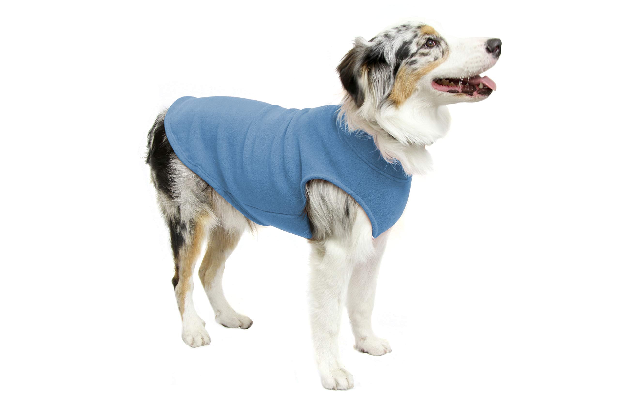 Gooby Stretch Fleece Vest Dog Sweater - Steel Blue, 4X-Large - Warm Pullover Fleece Dog Jacket - Winter Dog Clothes For Small Dogs Boy - Dog Sweaters For Small Dogs To Dog Sweaters For Large Dogs