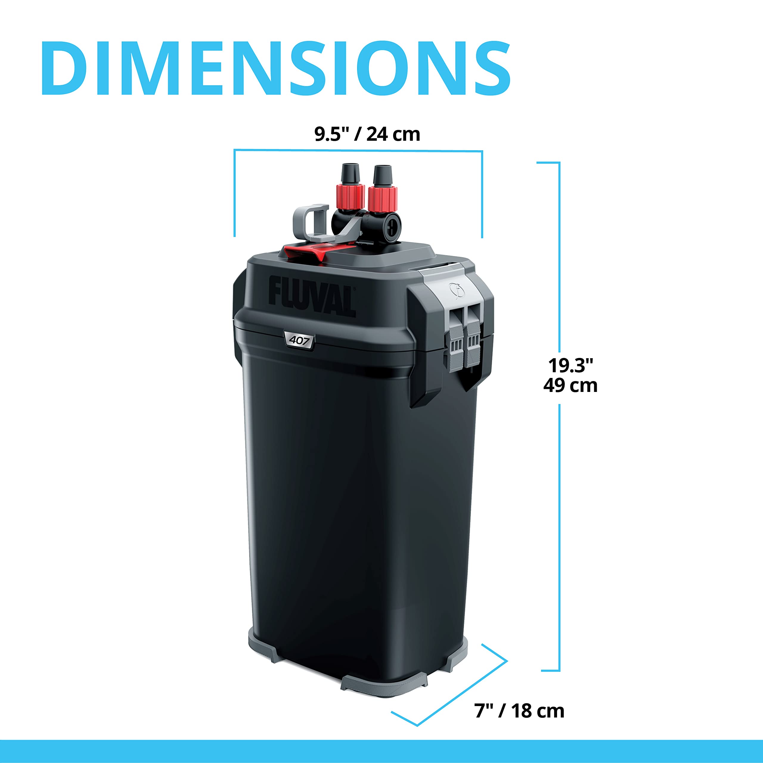 Fluval 407 Perfomance Canister Filter - For Aquariums Up To 100 Gallons - Aquarium Canister Filter