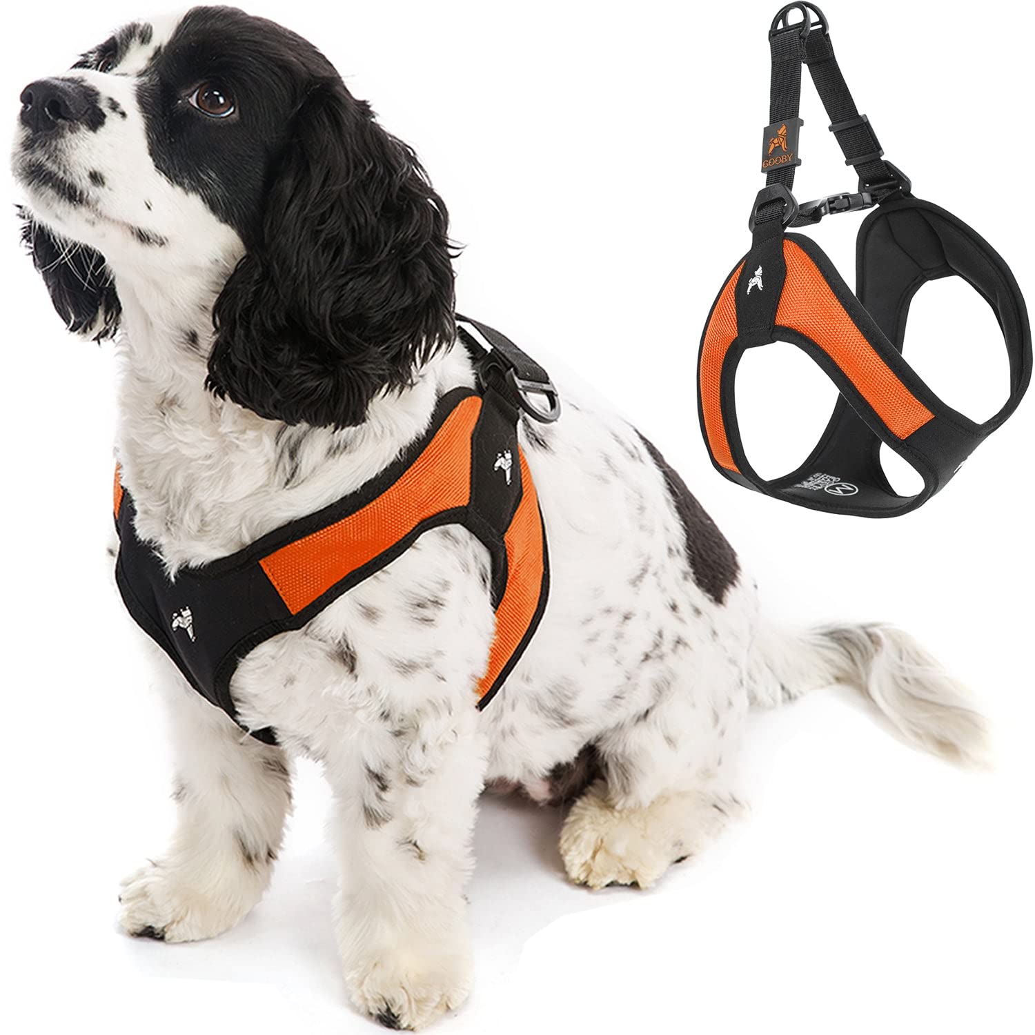 Gooby Escape Free Easy Fit Harness - Orange, Medium - No Pull Step-In Patented Small Dog Harness With Quick Release Buckle - Per