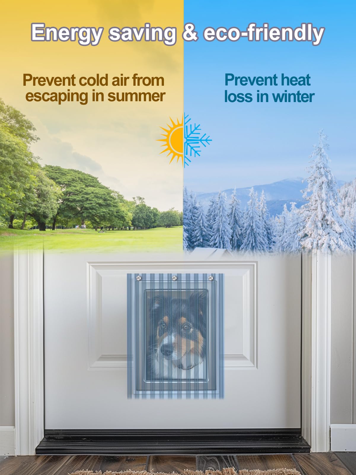 MEWTOGO Dog Door Replacement Flap - Light Blue PVC, 13.7 in x 4.9 ft, Easy to Cut & Install, Model: Mewtogo-dog.d