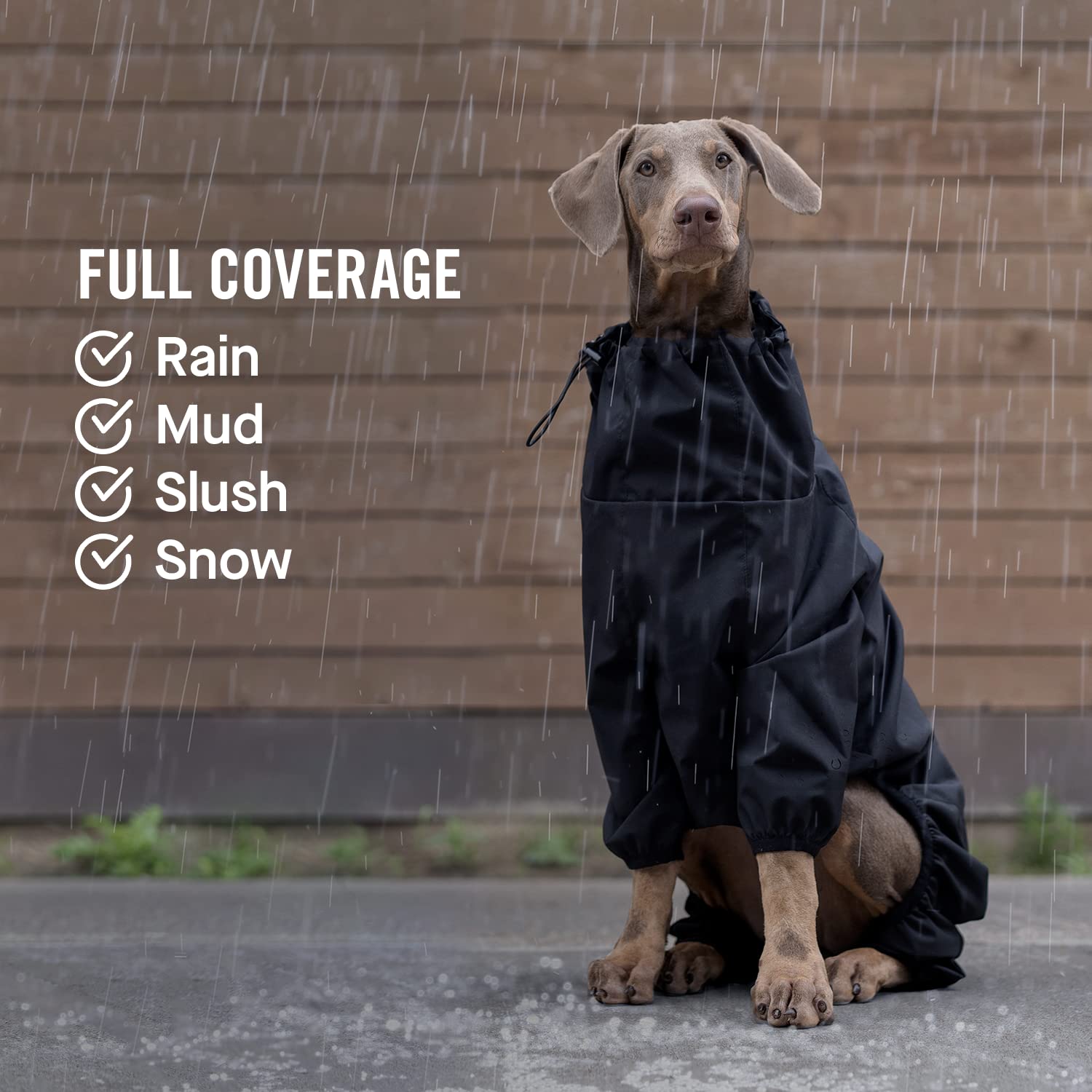 Canada Pooch Dog Slush Suit Dog Bodysuit For Rain And Snow Full Body Dog Suit Water-Resistant Dog Onesie (Black, 14 (13-15' Back Length))