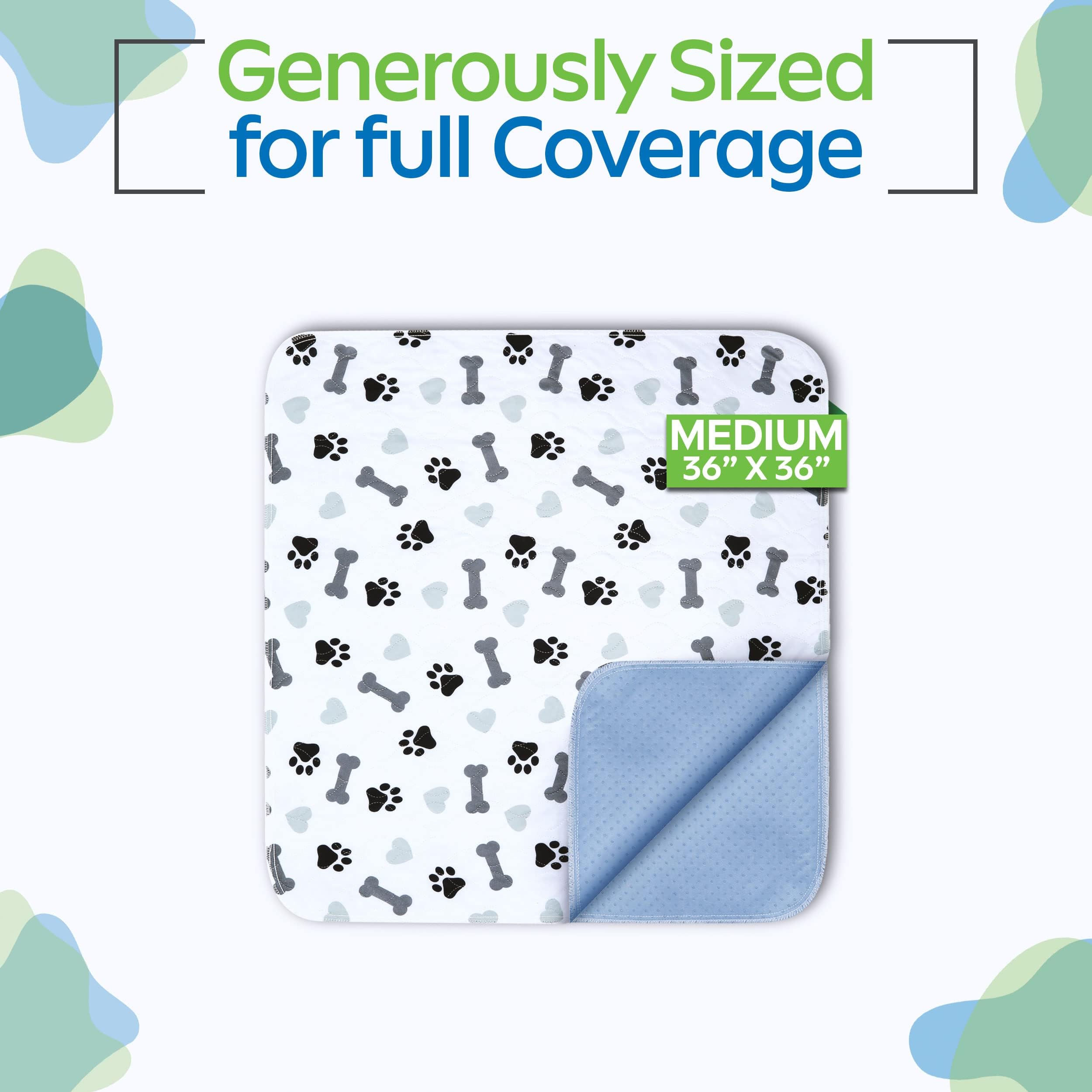 Green Lifestyle Washable Pee Pads For Dogs - Waterproof Reusable Puppy Pads With Anti-Slip Backing, Pet Training Pad For Puppy P