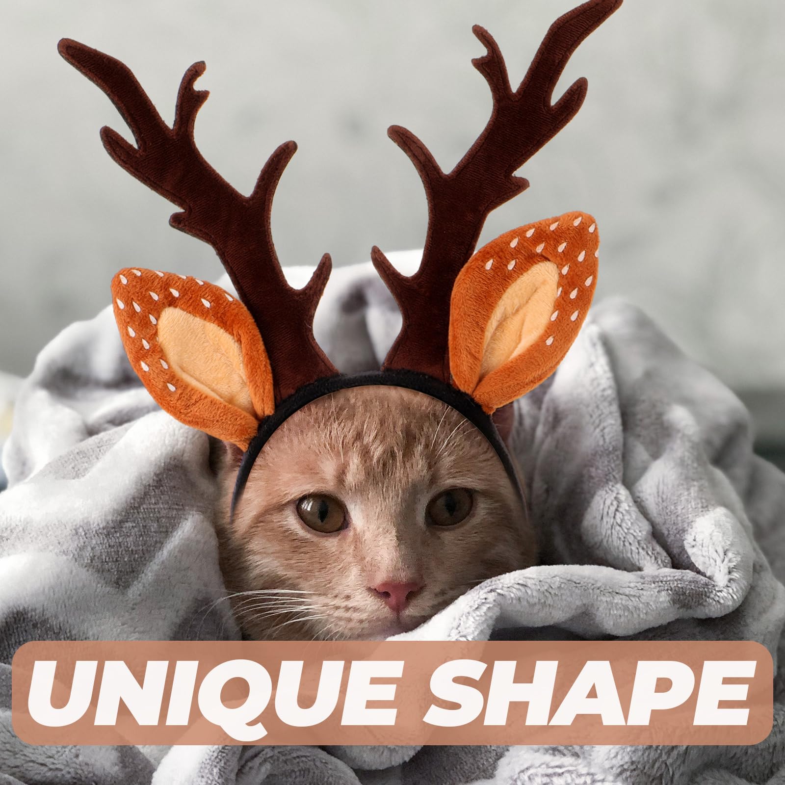 Hemobllo Christmas Cat Antler Headband - Adjustable Hair Hoops Hair Accessory For Cats And Kittens (Size ) - Festive Holiday Costume For Pets