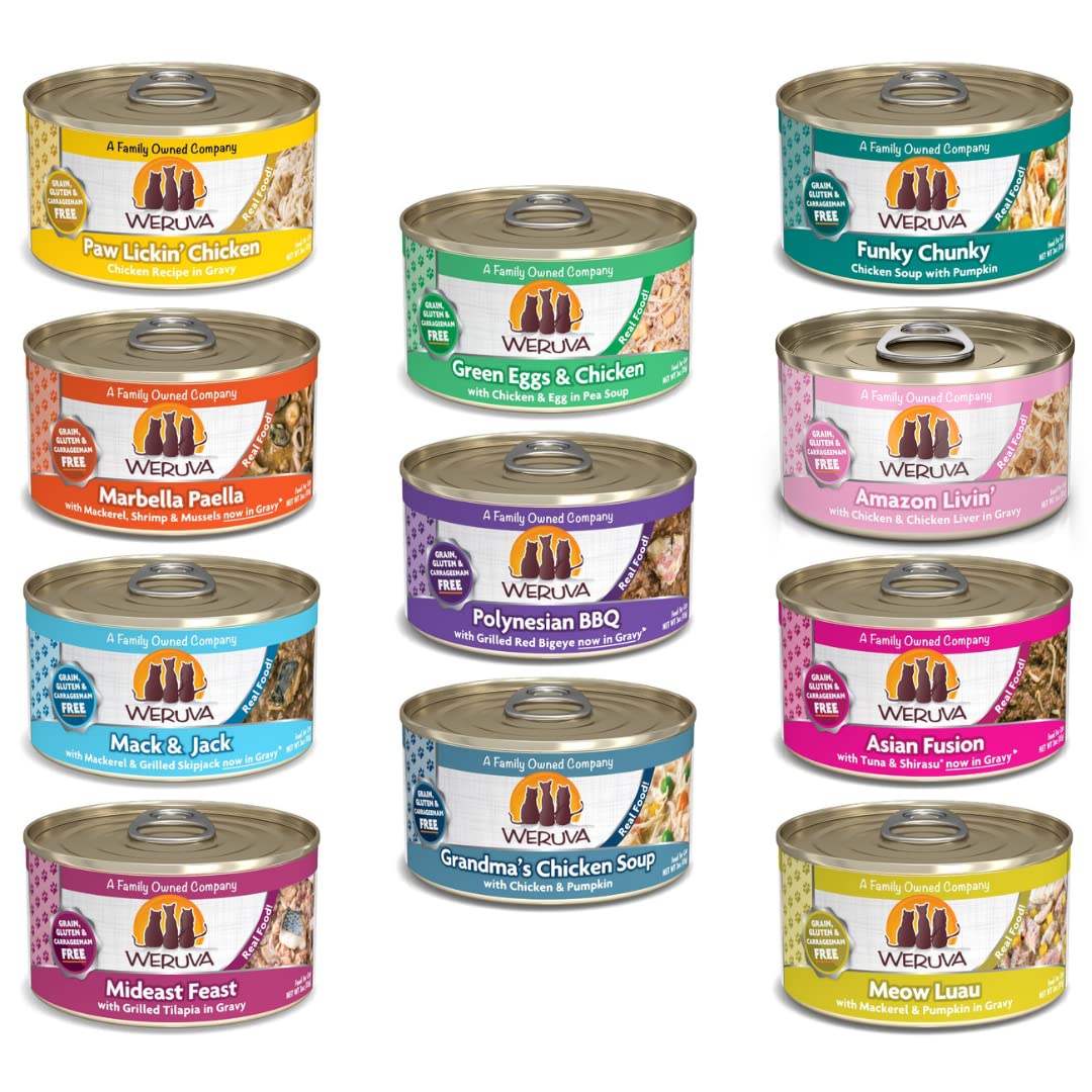 Weruva Classic Cat 11 Flavors Variety Pack - Grain & Gluten Free, 3 oz Cans (Pack of 24)