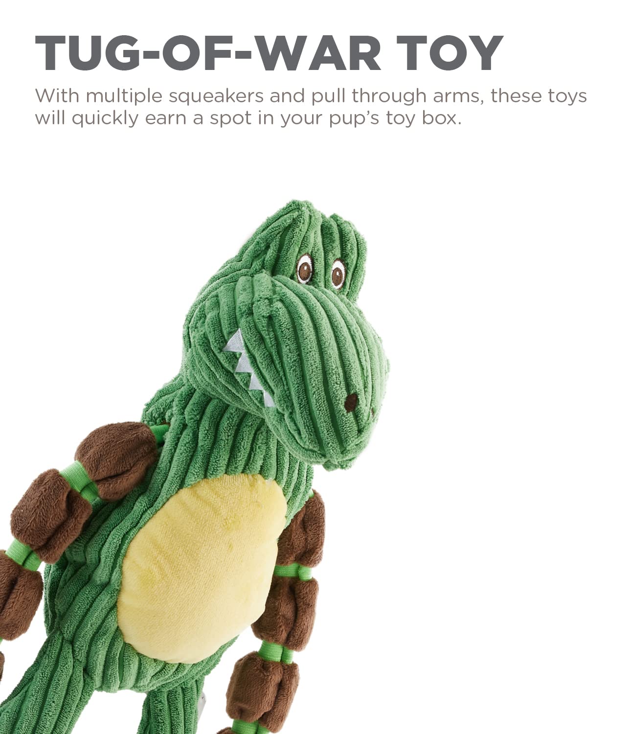 Charming Pet Thunda Tugga Gator Plush Squeaky Dog Tug Toy