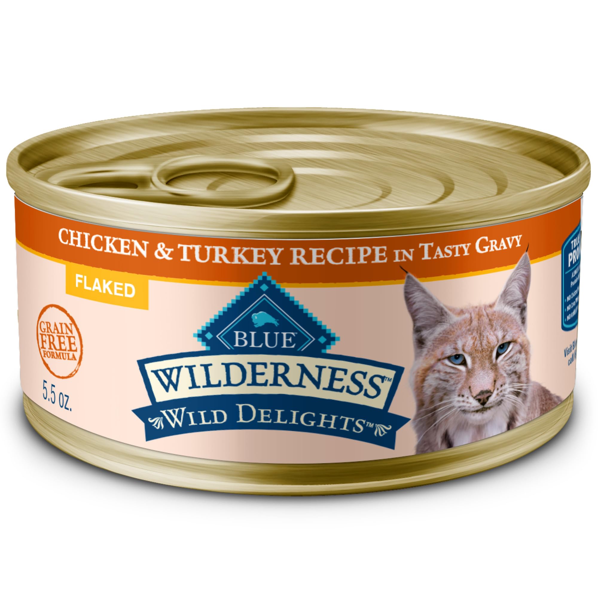 Blue Buffalo Wilderness Wild Delights Natural Wet Food for Cats, Flaked Chicken & Turkey in Tasty Gravy, 5.5-oz Cans, 24-pack