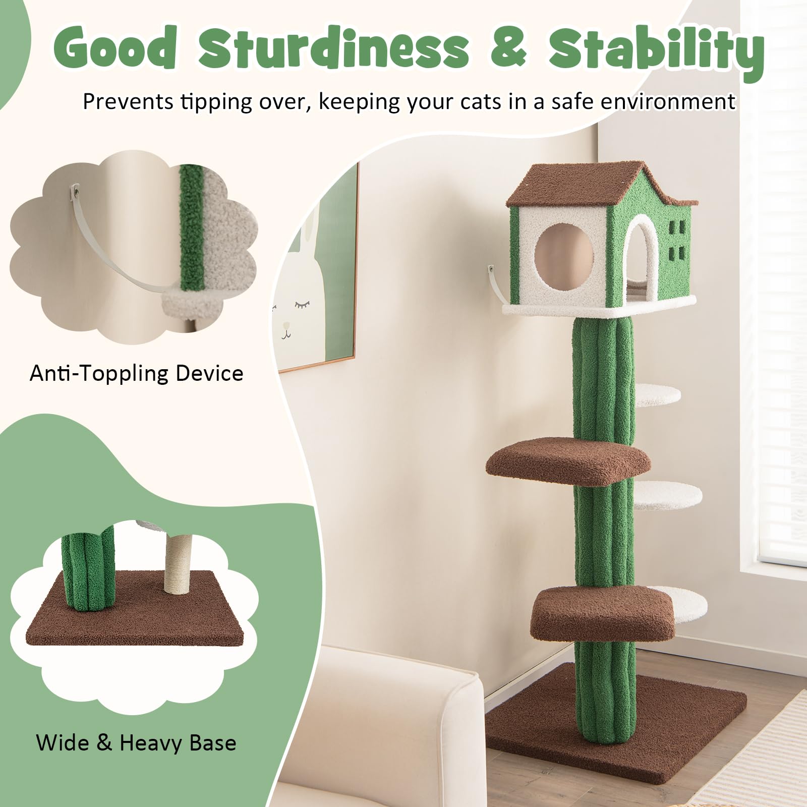 Tangkula Tall Cat Tree For Indoor Cat, 7-Tier 61    Modern Cat Tower With Sisal Scratching Posts, Top Condo, Soft Mohair Plush F